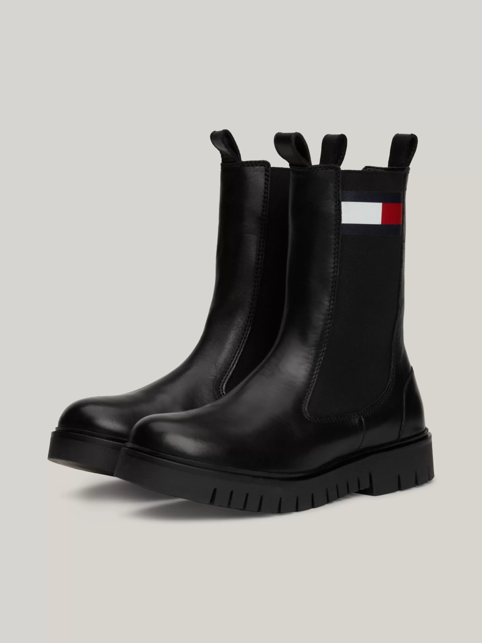 Chelsea Boots | Laarzen & Enkellaarzen*Tommy Hilfiger Leren Halfhoge Chelsea Boot Met Profielzool BLACK
