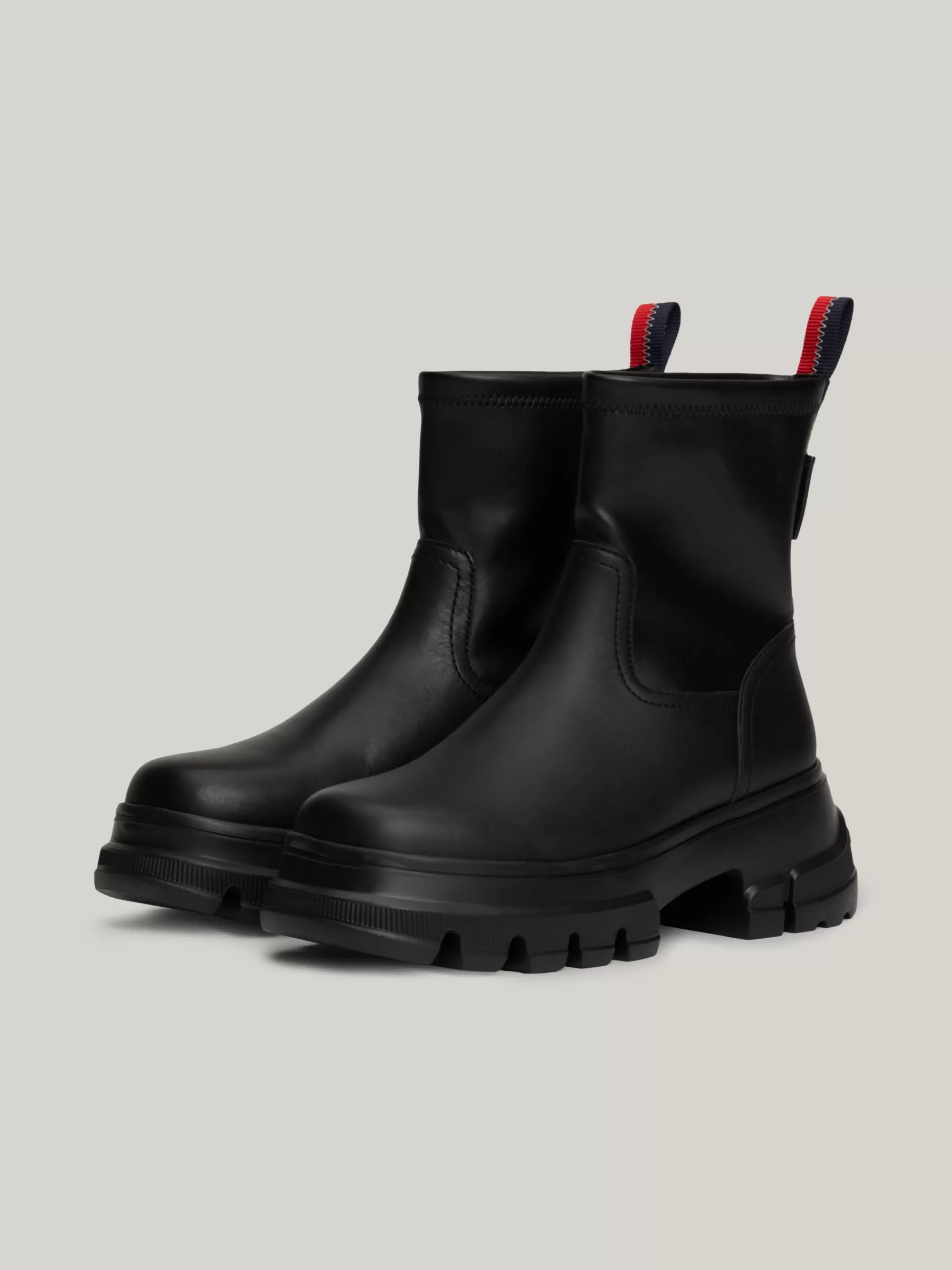 Chelsea Boots | Laarzen & Enkellaarzen*Tommy Hilfiger Leren Halfhoge Laars Met Profielzool BLACK