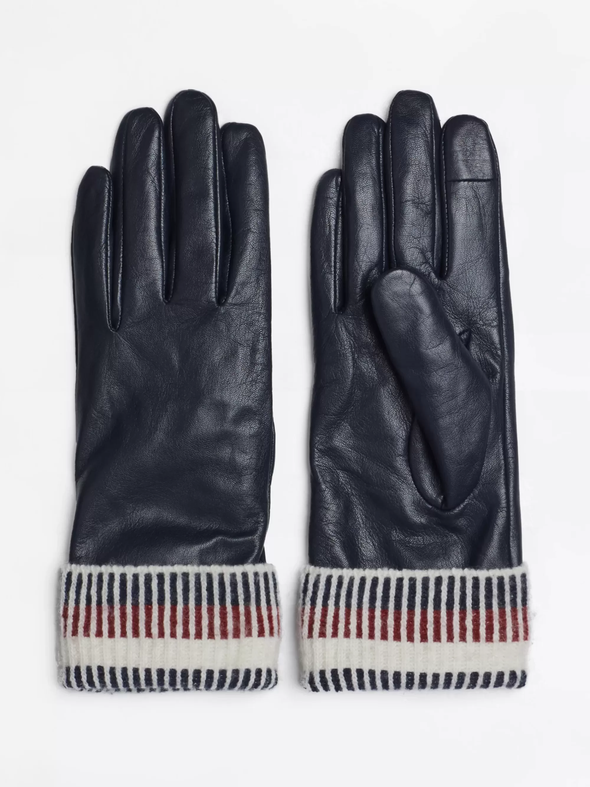 Handschoenen | Mutsen & Sjaals*Tommy Hilfiger Leren Handschoenen Met Ribgebreide Boorden CORP MIX