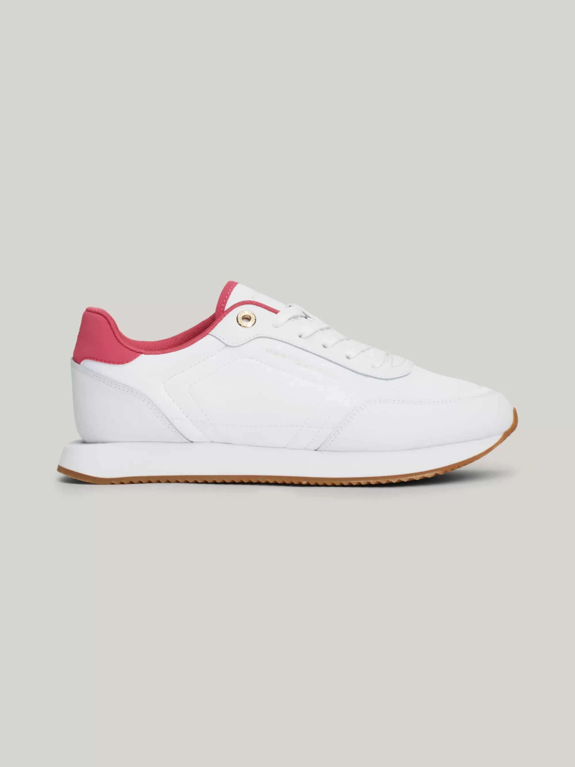 Sneakers*Tommy Hilfiger Leren Hardloopsneaker Met Colour-pop WHITE/HERITAGE PINK