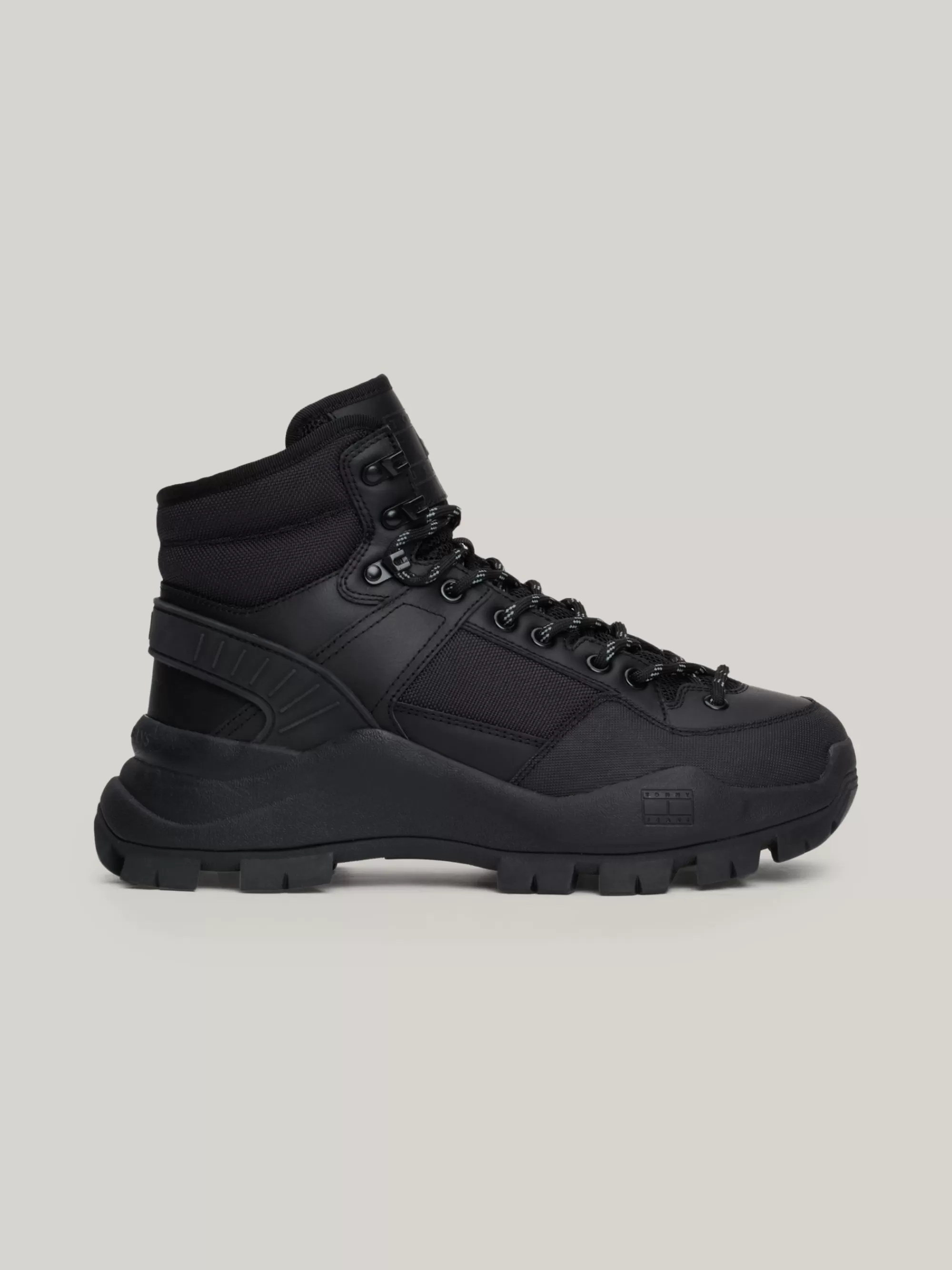 Veterlaarzen | Laarzen & Enkellaarzen*Tommy Hilfiger Leren Hybride Enkellaars Met Chunky Zool BLACK