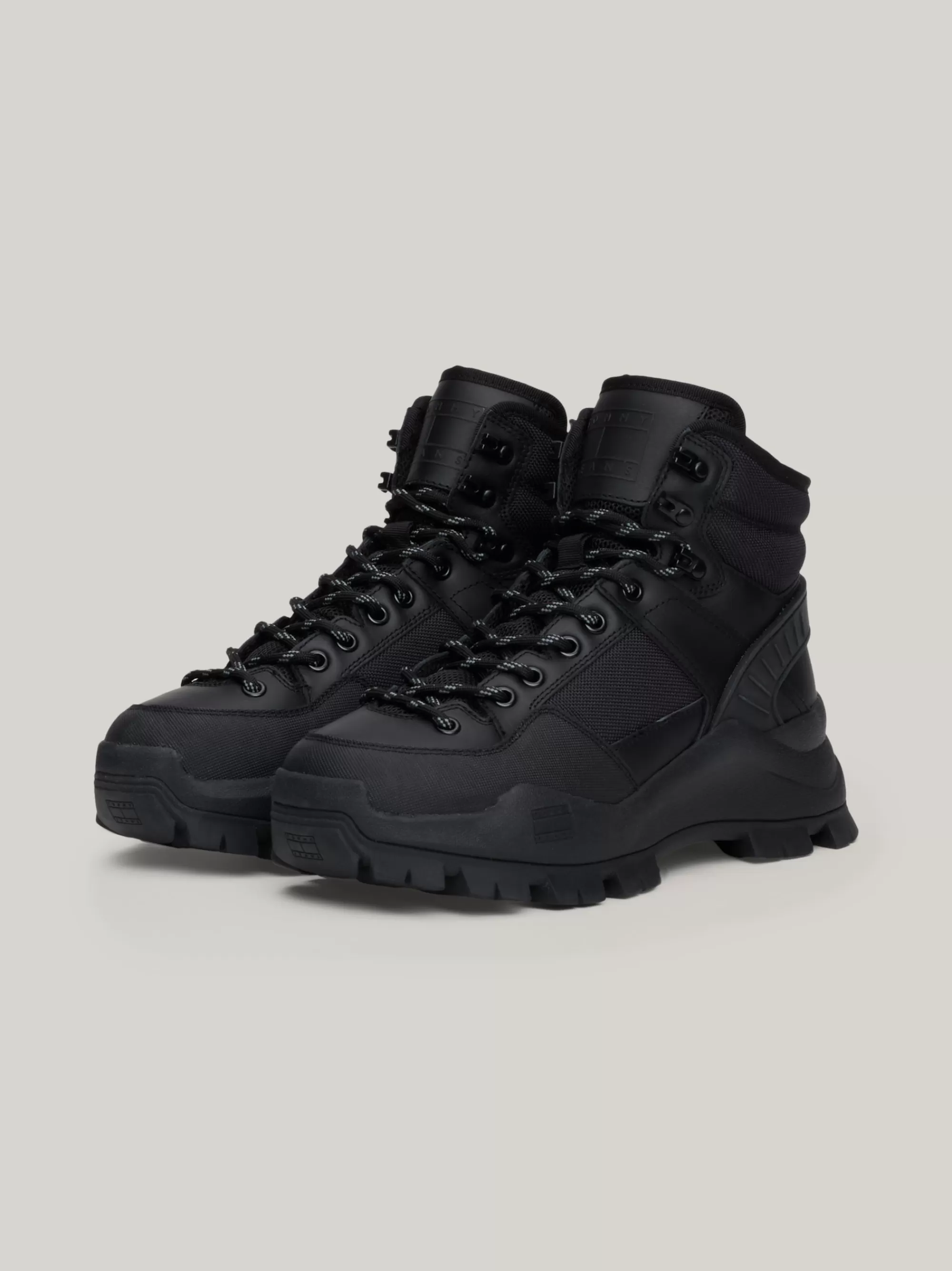 Veterlaarzen | Laarzen & Enkellaarzen*Tommy Hilfiger Leren Hybride Enkellaars Met Chunky Zool BLACK