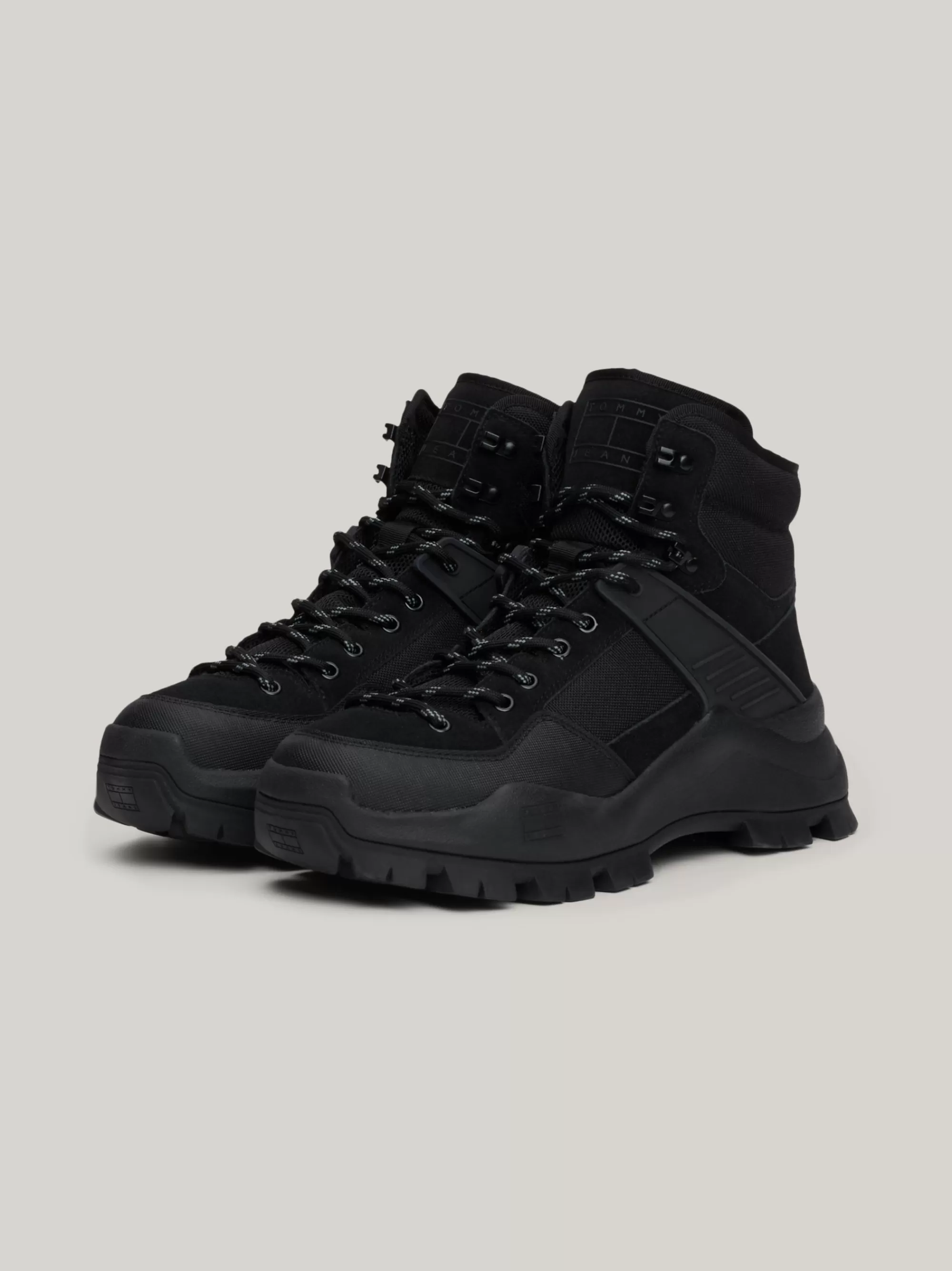 Veterboots | Laarzen*Tommy Hilfiger Leren Hybride Laars Met Profielzool BLACK