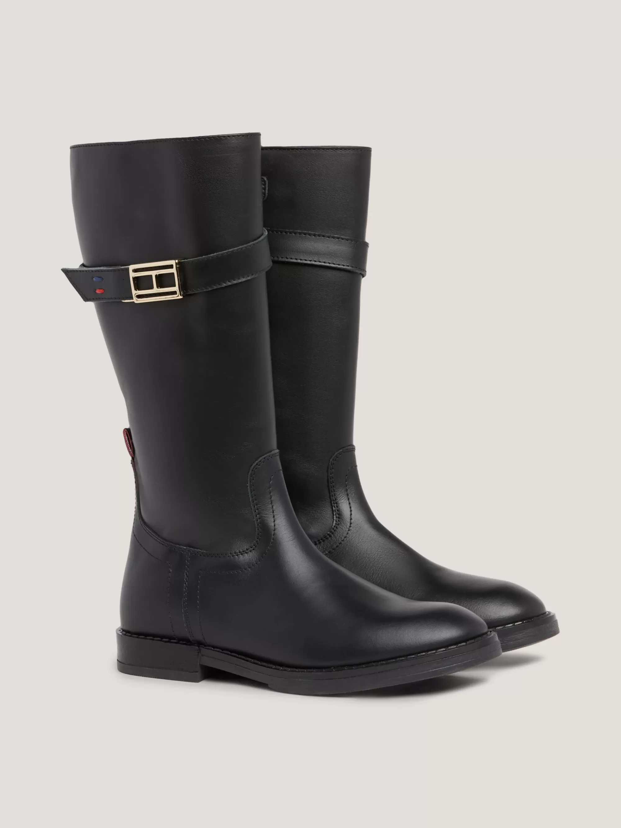 Schoenen & Accessoires*Tommy Hilfiger Leren Knielaars Met Gesp BLACK