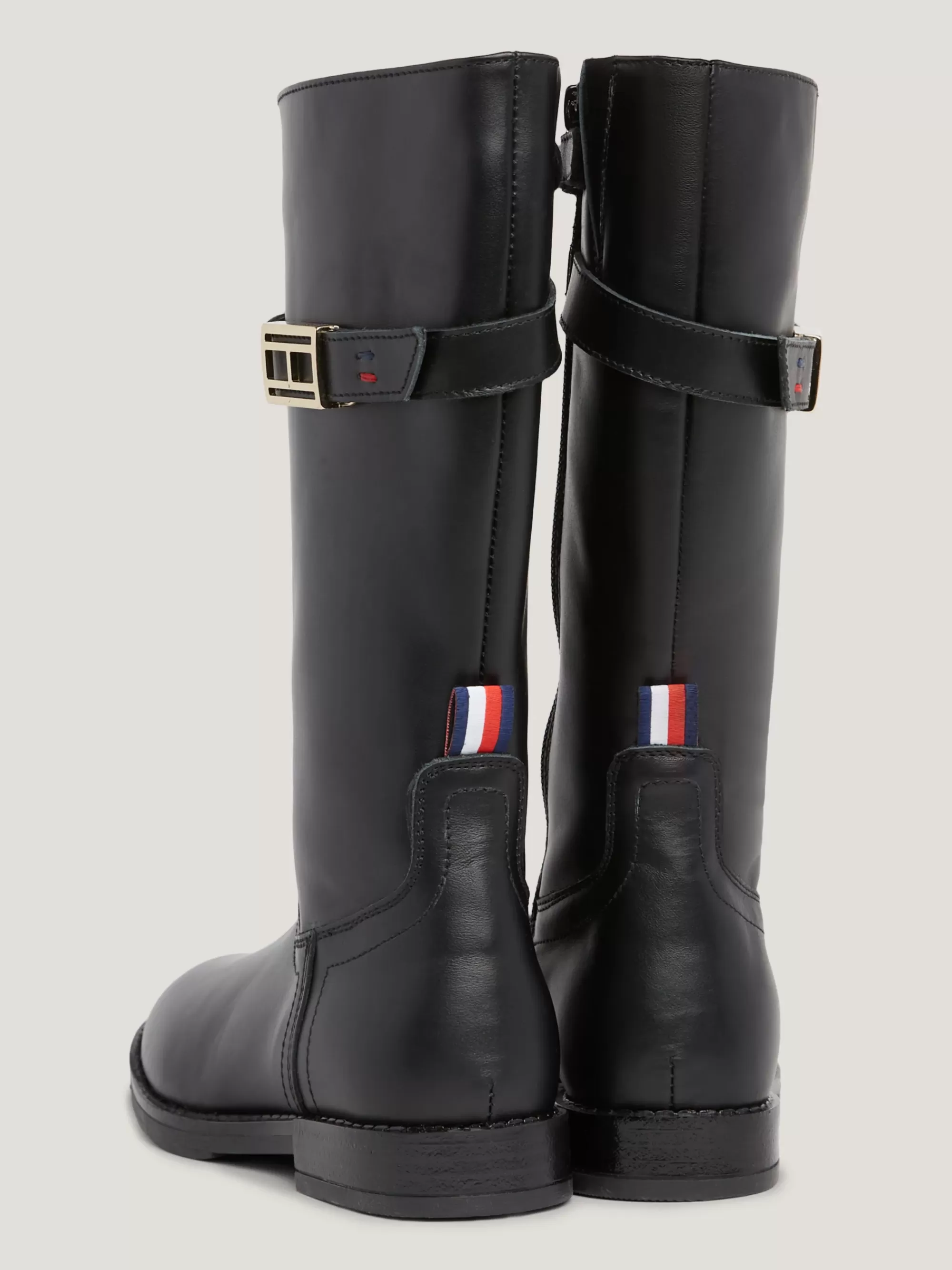 Schoenen & Accessoires*Tommy Hilfiger Leren Knielaars Met Gesp BLACK