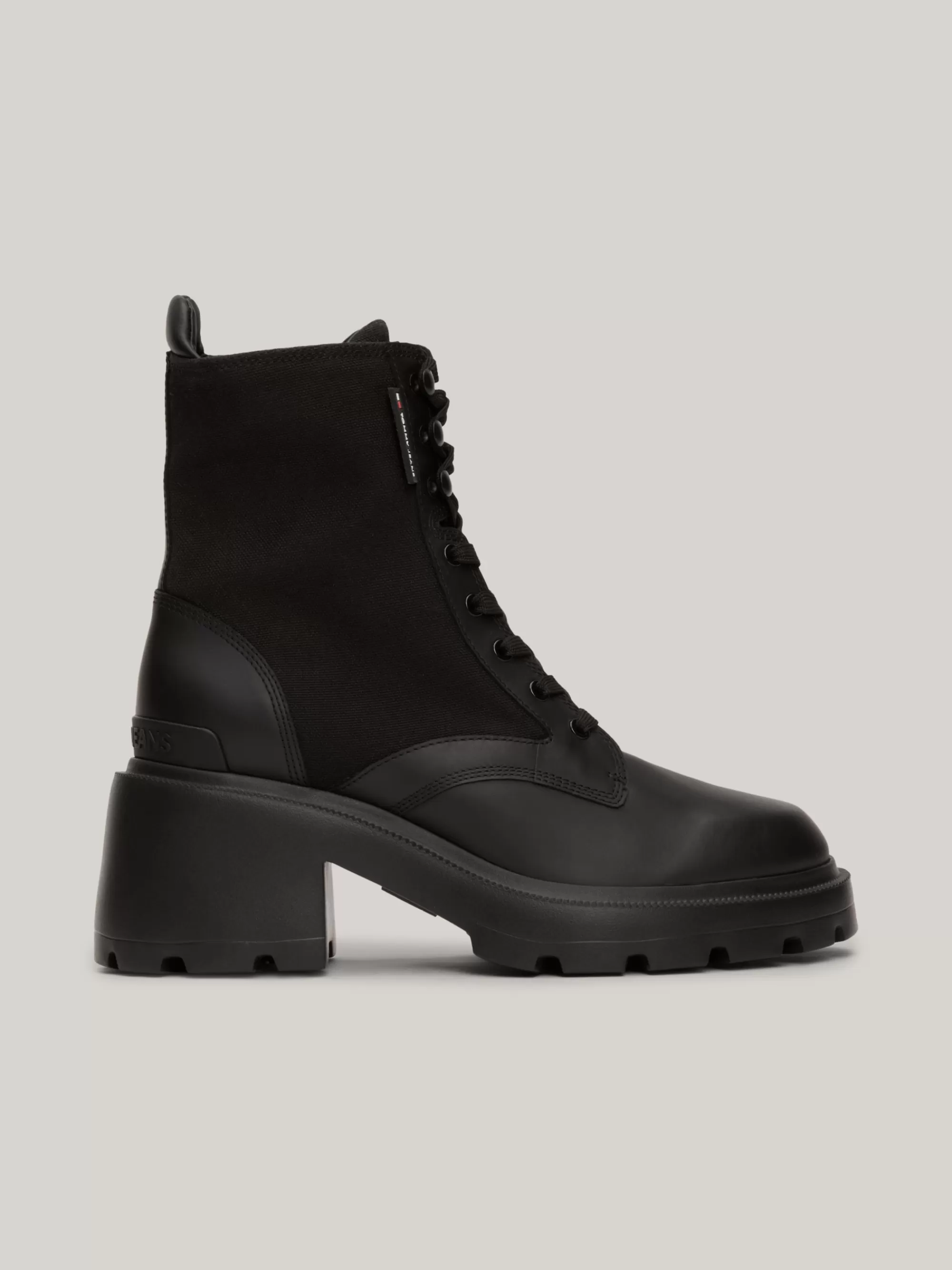Veterlaarzen | Laarzen & Enkellaarzen*Tommy Hilfiger Leren Laars Met Gemengde Textuur En Profielzool BLACK