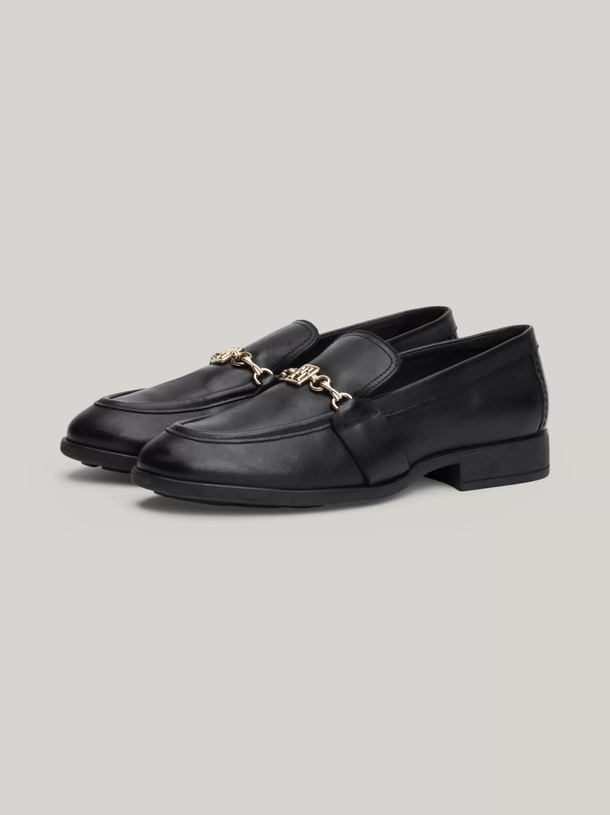 Mocassins & Instappers | Platte Schoenen*Tommy Hilfiger Leren Loafer Met Kettingdetail BLACK