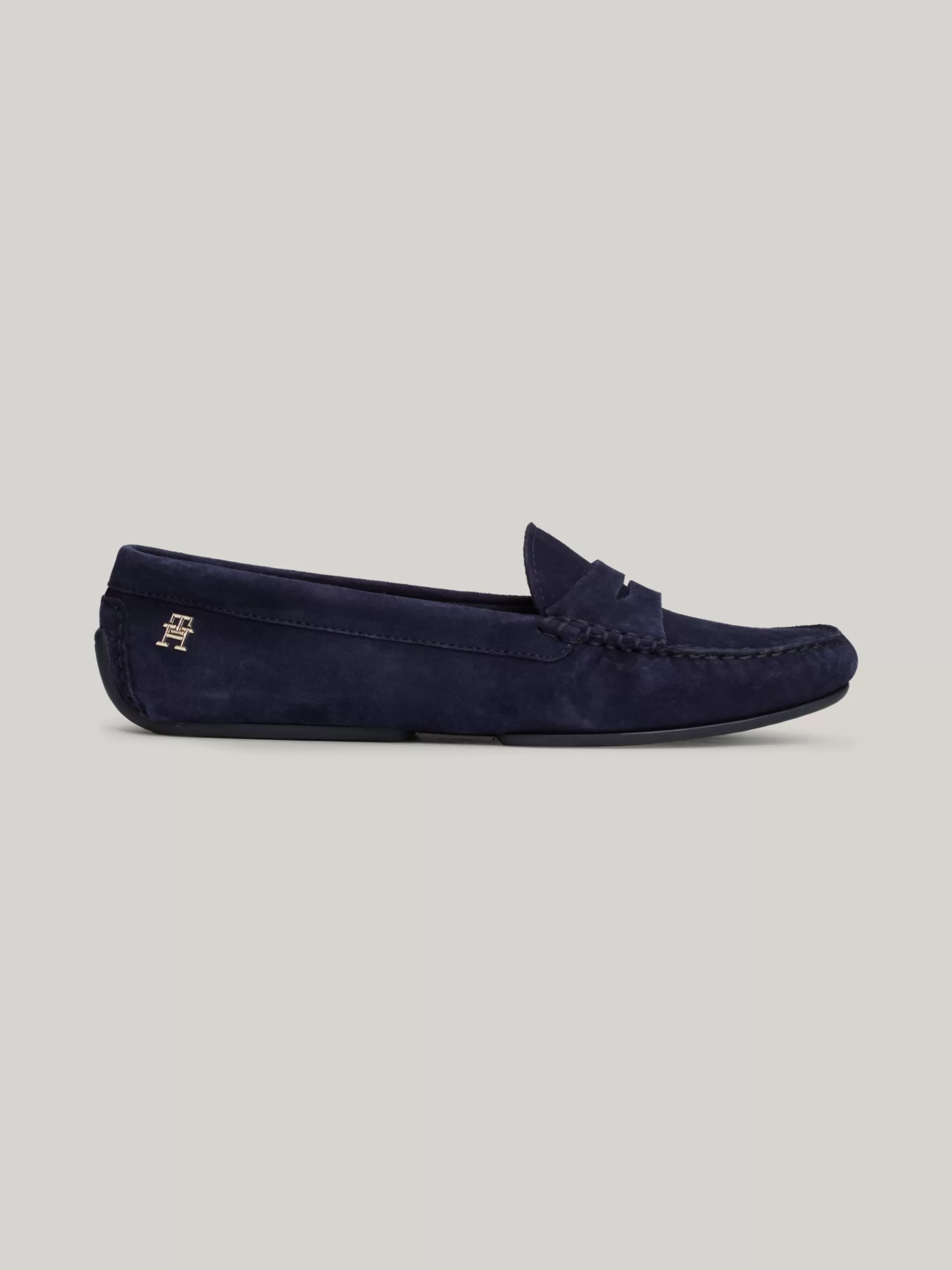 Mocassins & Instappers | Platte Schoenen*Tommy Hilfiger Leren Loafer Met Metalen TH-monogram SPACE BLUE