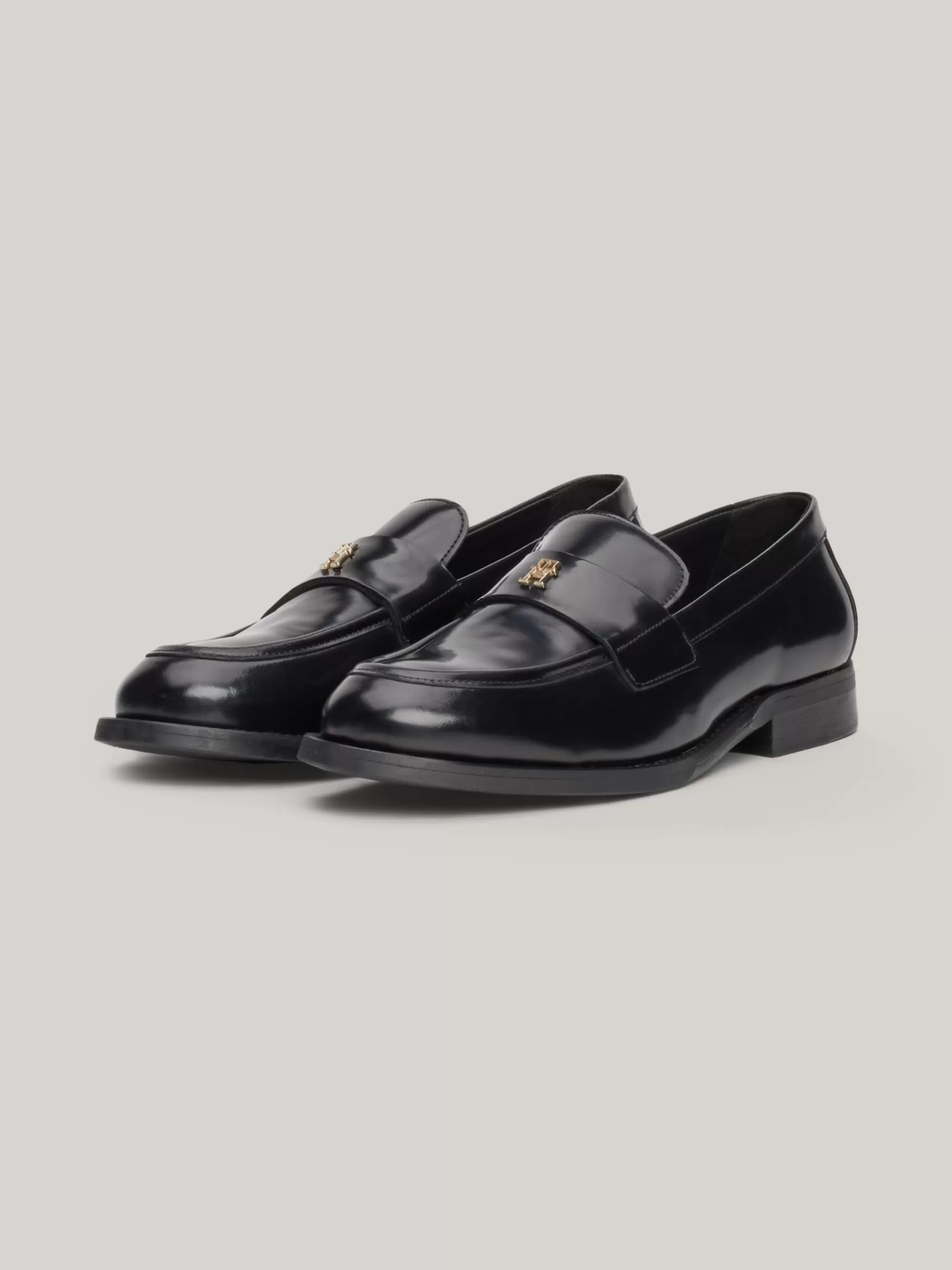Mocassins & Instappers | Platte Schoenen*Tommy Hilfiger Leren Loafer Met TH-monogram BLACK