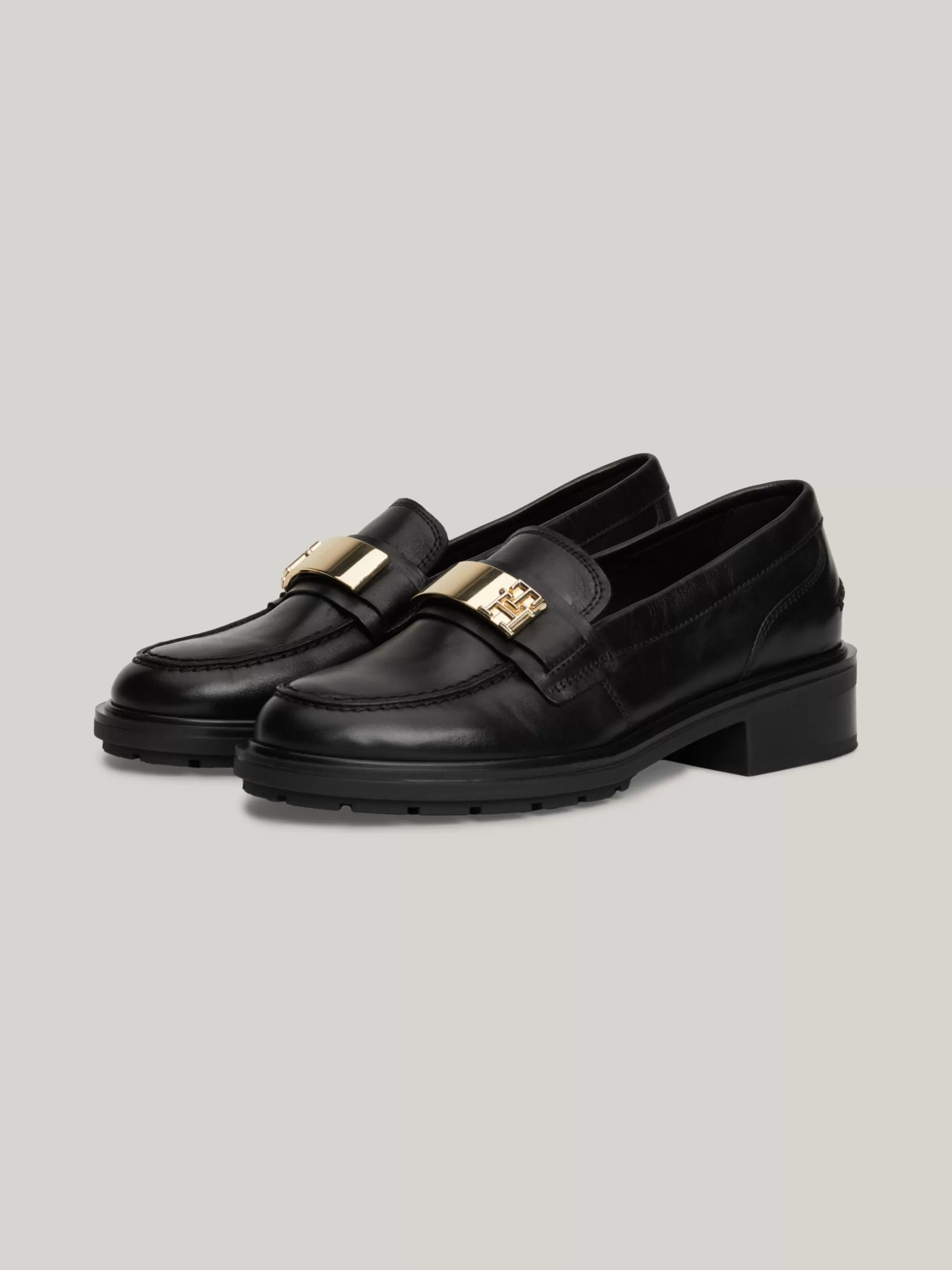Mocassins & Instappers | Platte Schoenen*Tommy Hilfiger Leren Loafer Met TH-monogram BLACK