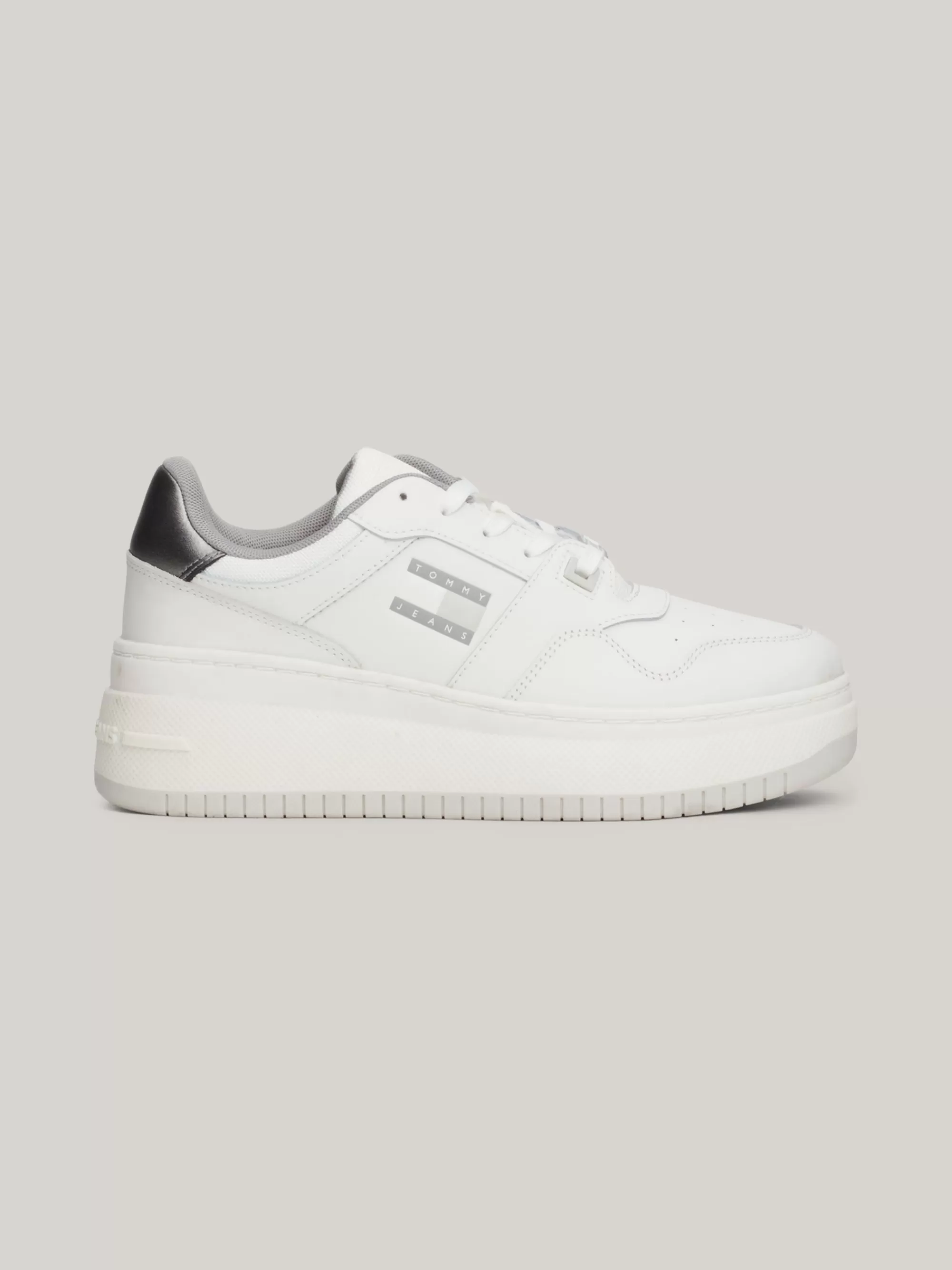 Sneakers*Tommy Hilfiger Leren Metallic Platformbasketbalsneaker ECRU / METALLIC WARMSTONE