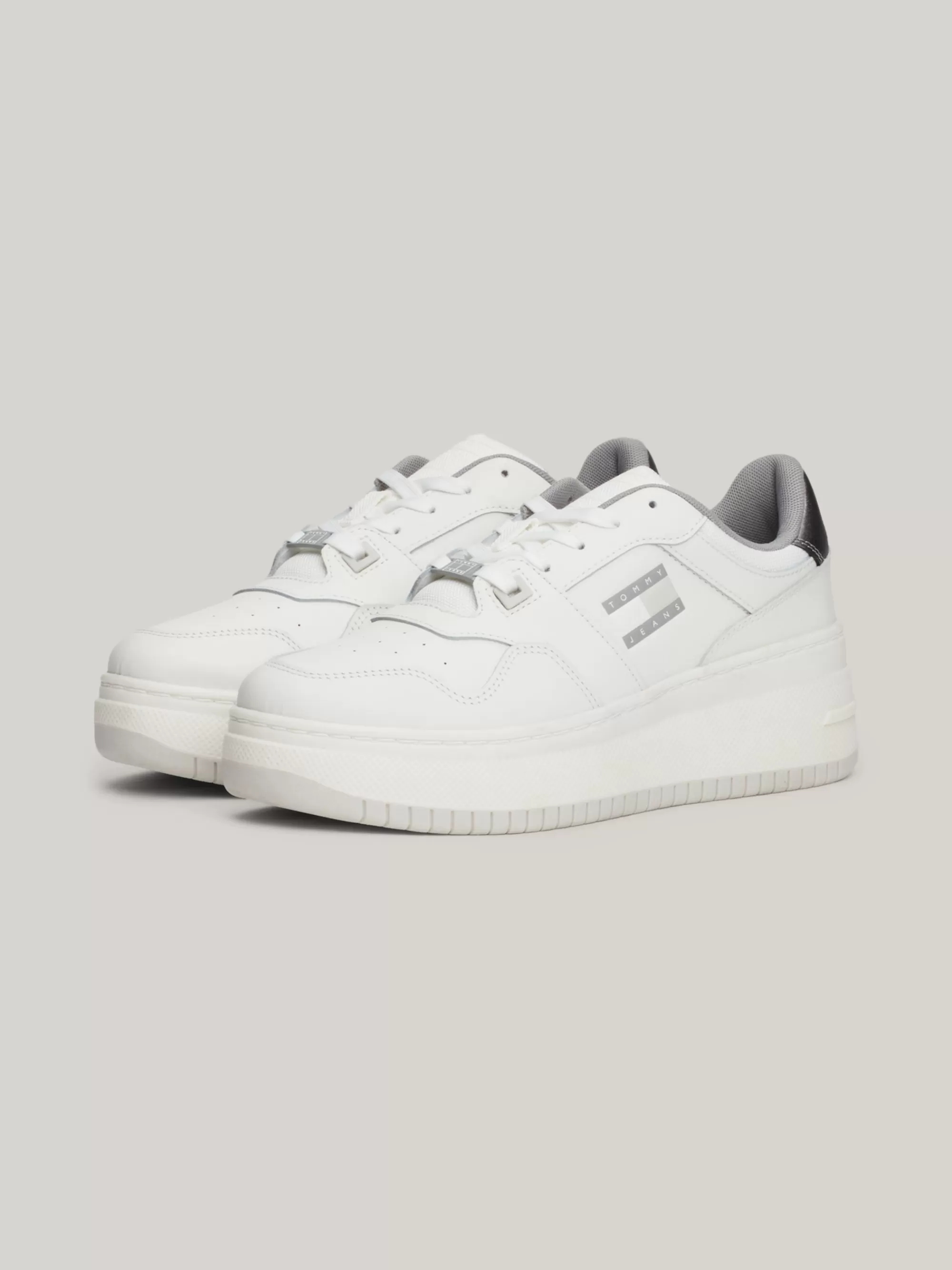 Sneakers*Tommy Hilfiger Leren Metallic Platformbasketbalsneaker ECRU / METALLIC WARMSTONE