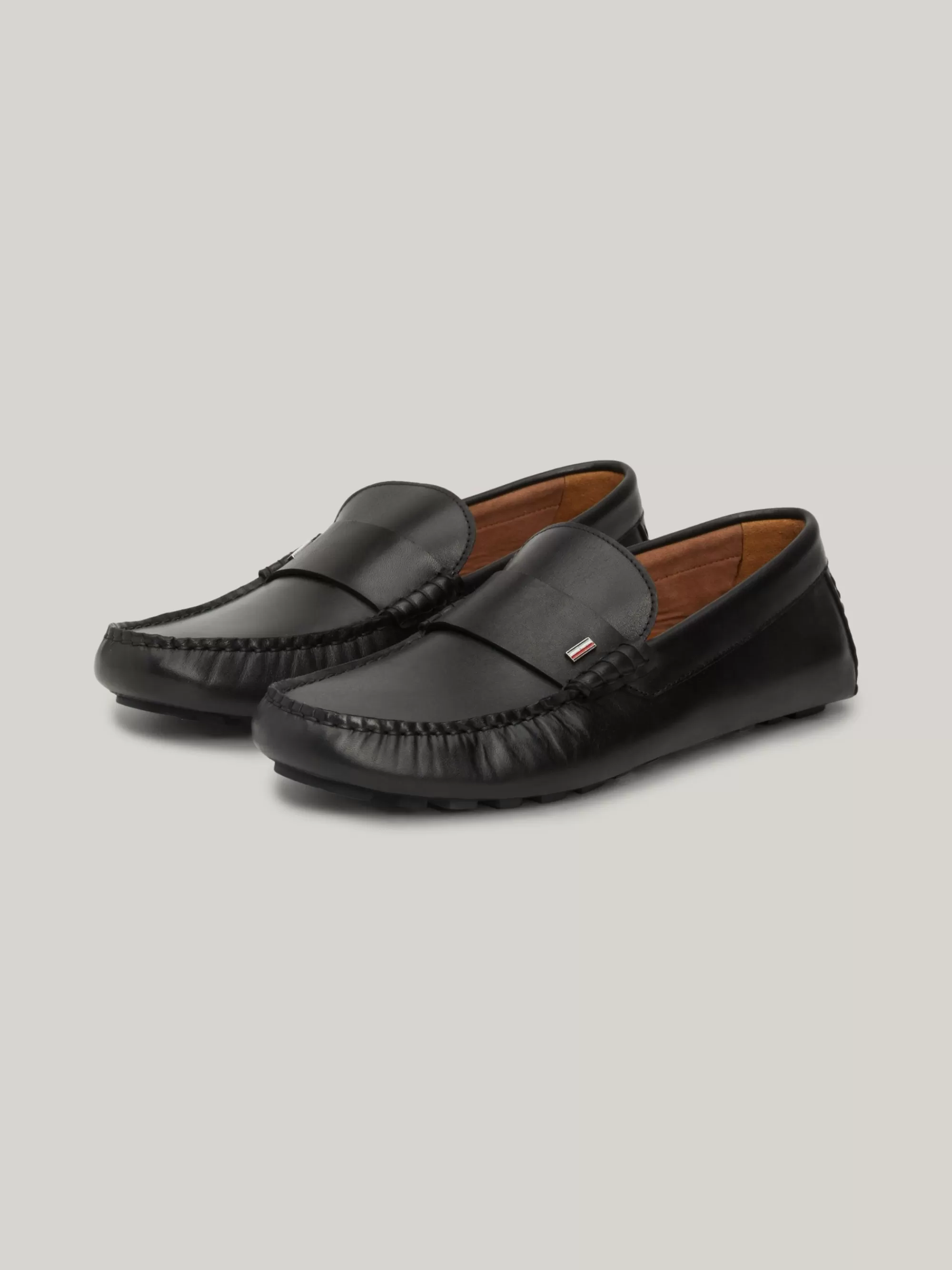 Instappers | Lage Schoenen*Tommy Hilfiger Leren Mocassin Met Profielzool BLACK