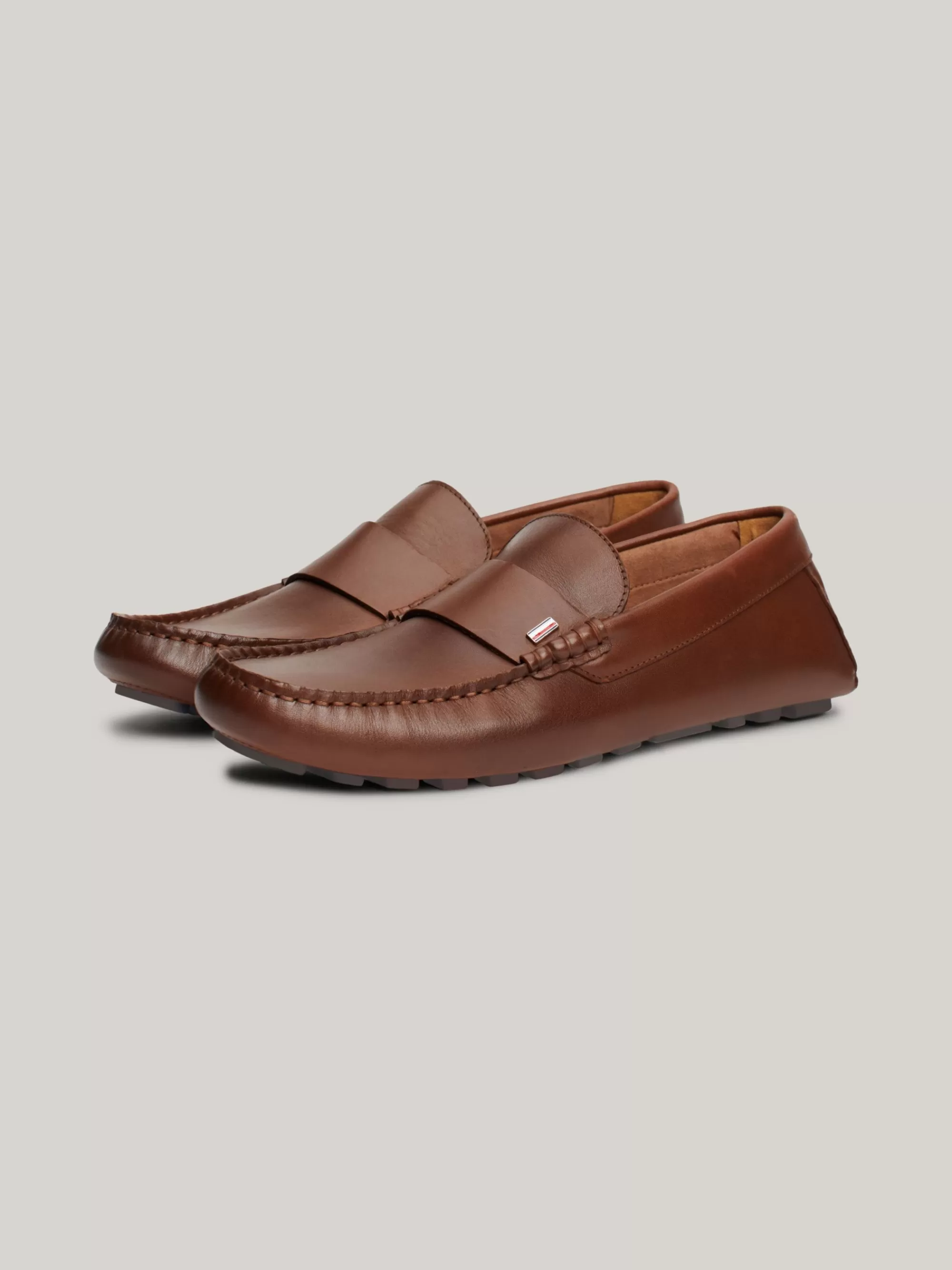 Instappers | Lage Schoenen*Tommy Hilfiger Leren Mocassin Met Profielzool WINTER COGNAC