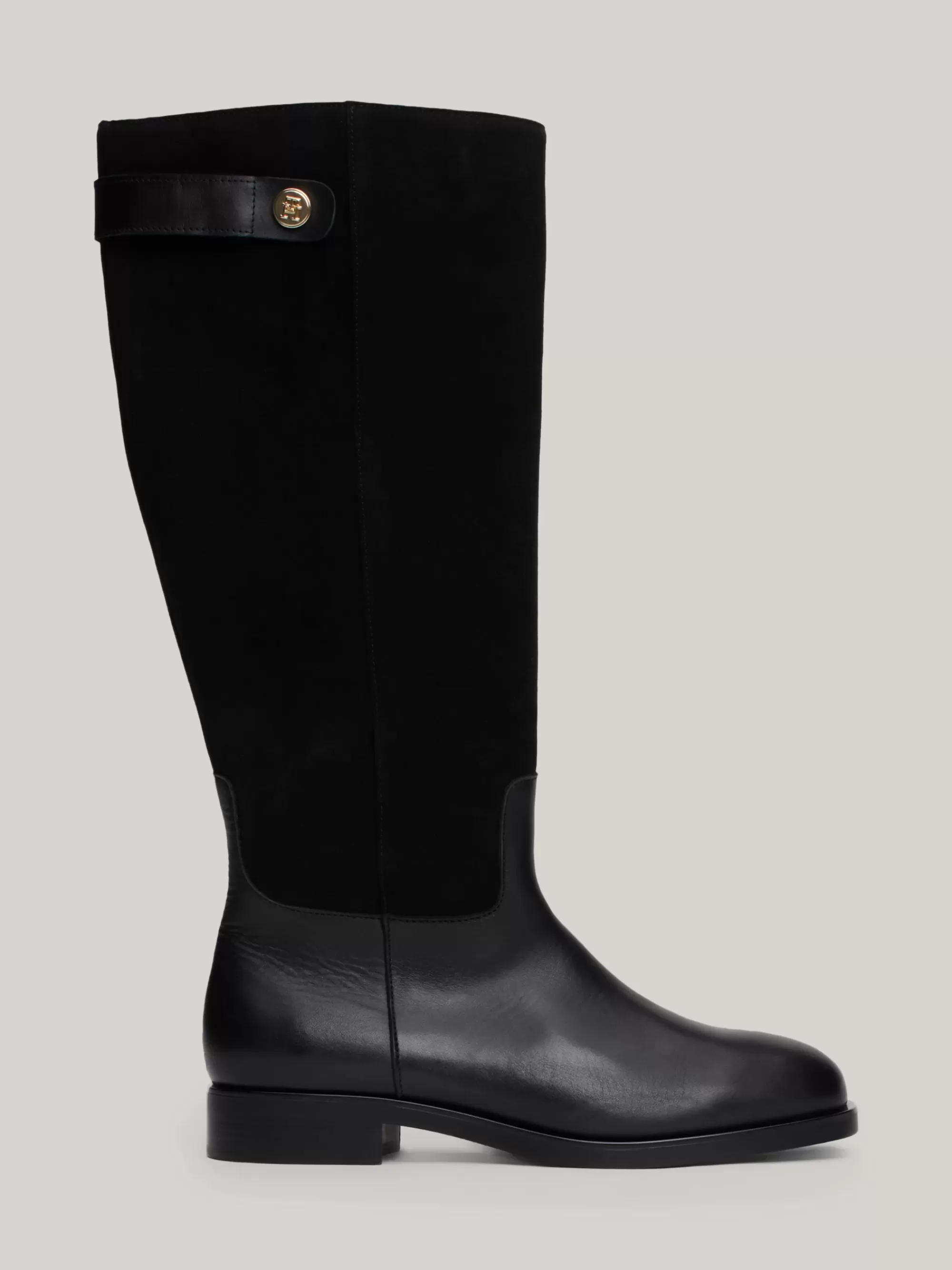 Knee-High Laarzen | Laarzen & Enkellaarzen*Tommy Hilfiger Leren Overknee Laars Met Gemengde Texturen BLACK