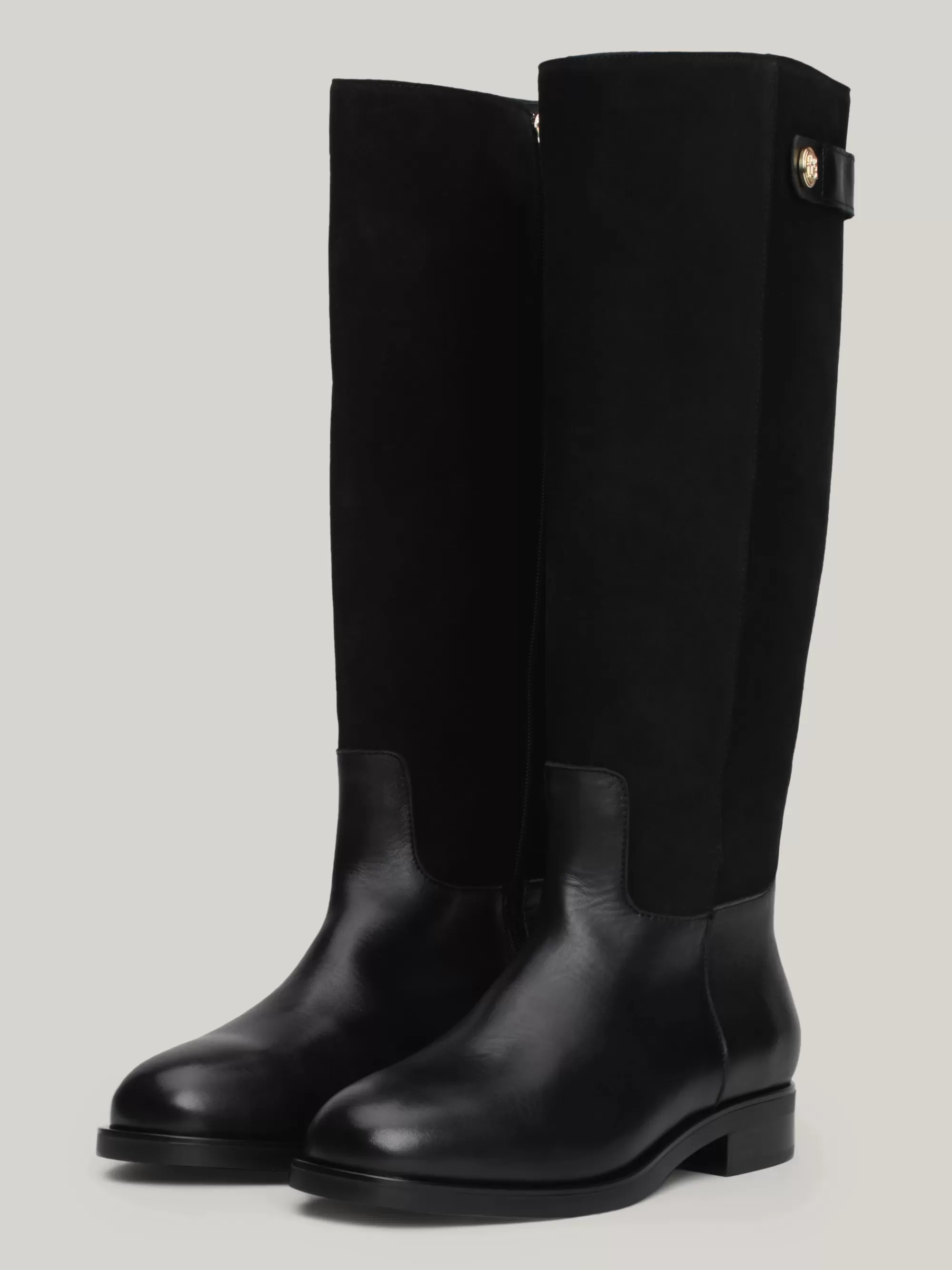 Knee-High Laarzen | Laarzen & Enkellaarzen*Tommy Hilfiger Leren Overknee Laars Met Gemengde Texturen BLACK