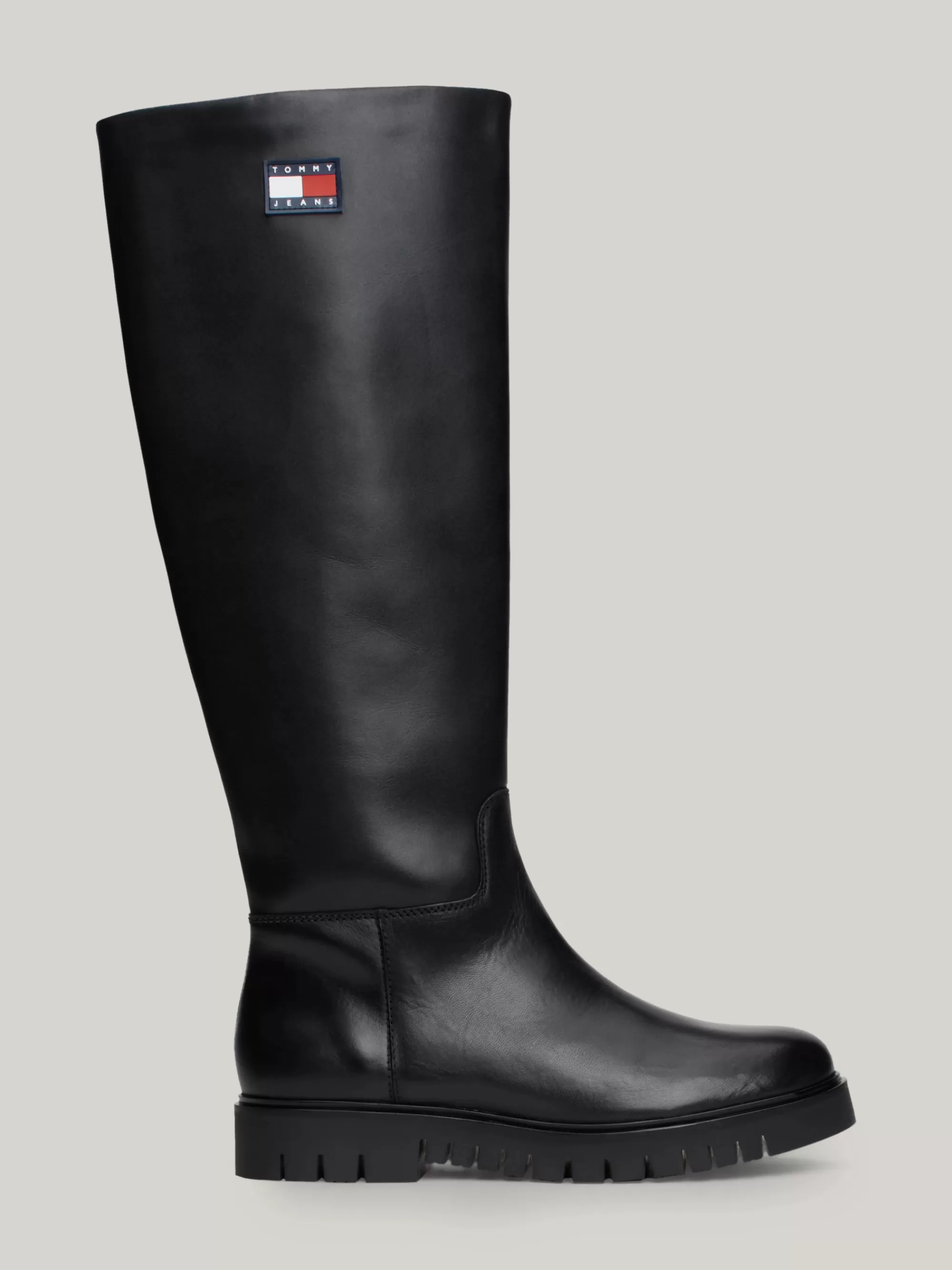Knee-High Laarzen | Laarzen & Enkellaarzen*Tommy Hilfiger Leren Overknee Laars Met Profielzool BLACK