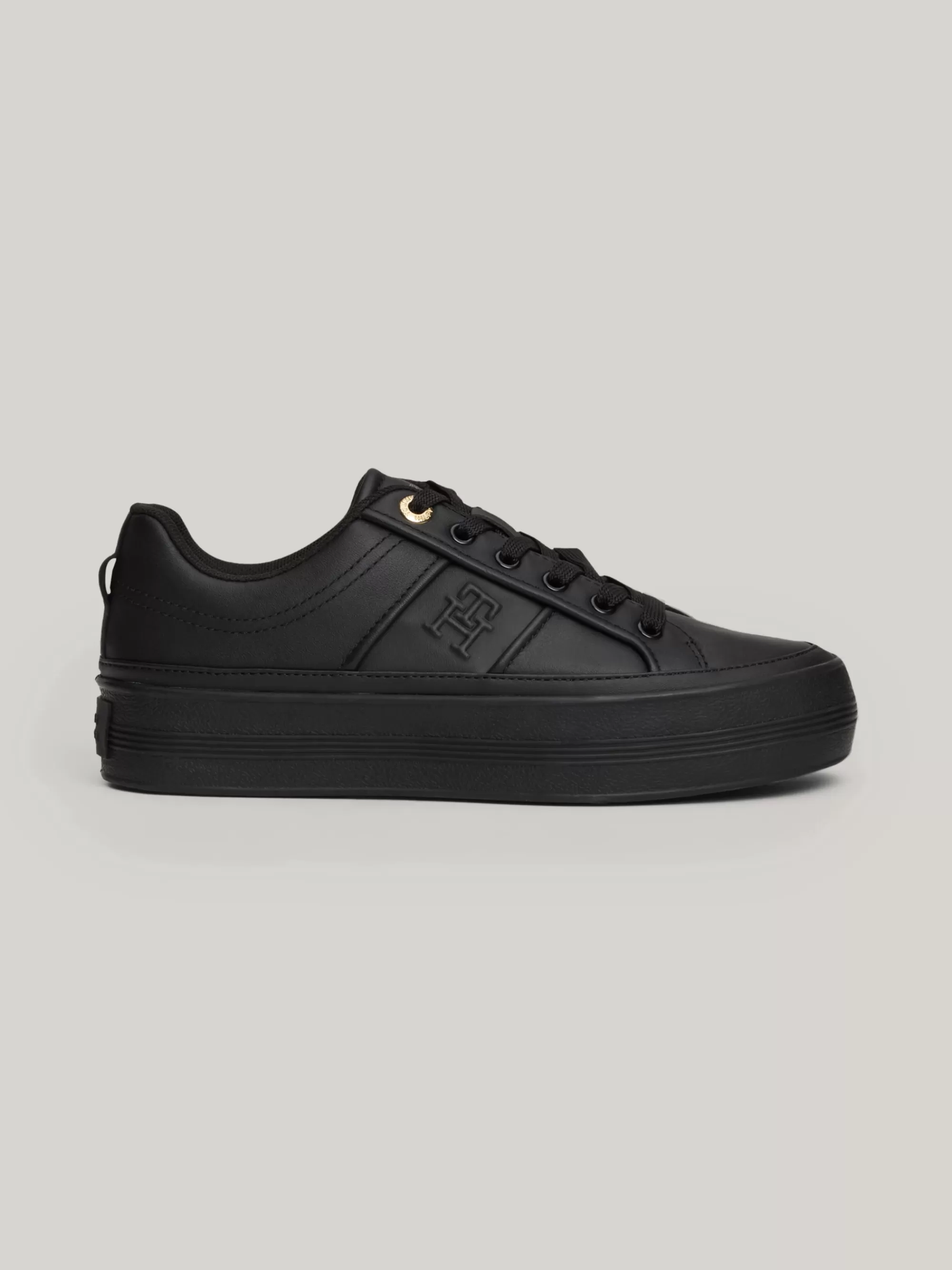Sneakers*Tommy Hilfiger Leren Platformsneaker BLACK