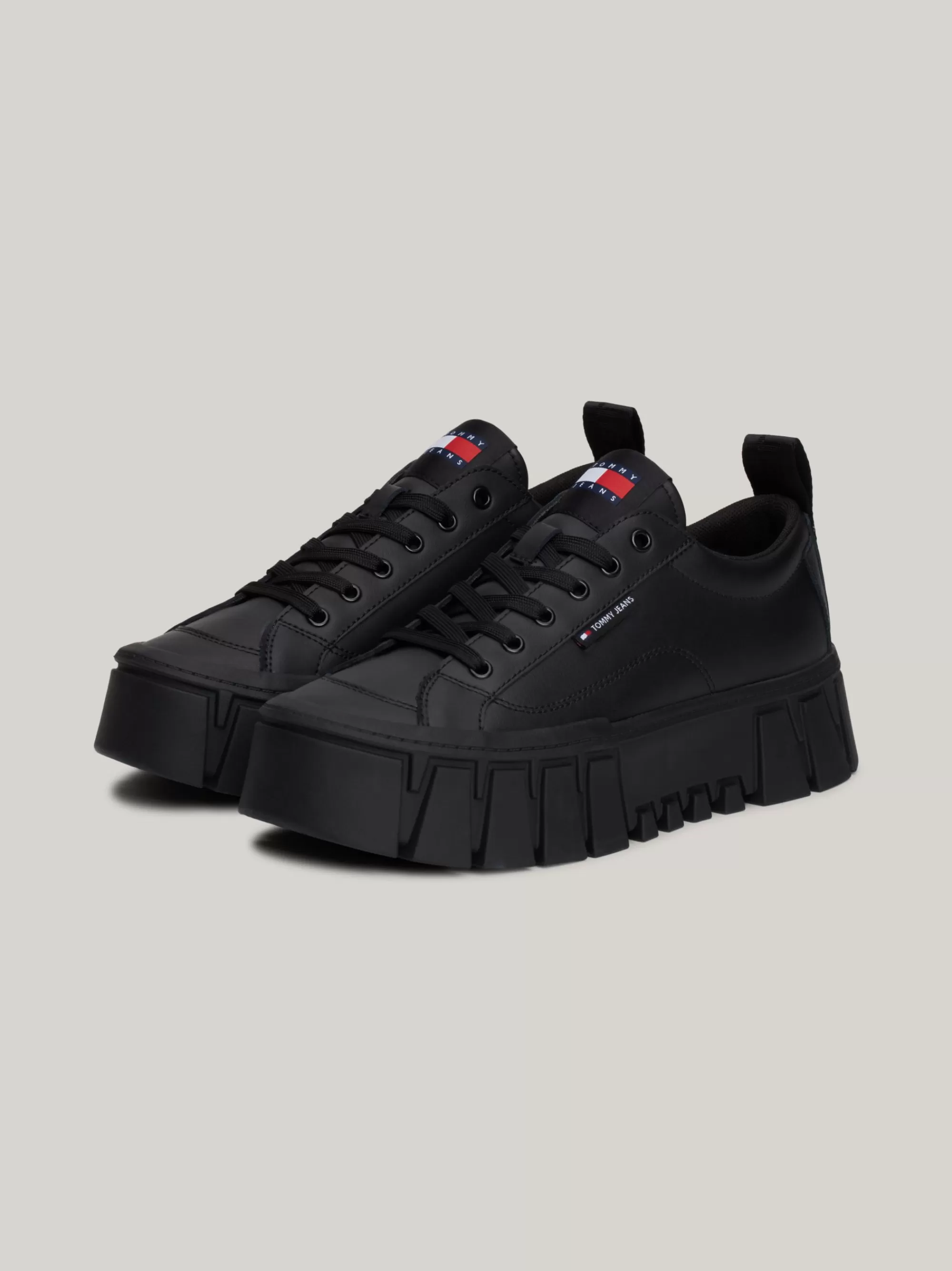 Sneakers*Tommy Hilfiger Leren Platformsneaker BLACK