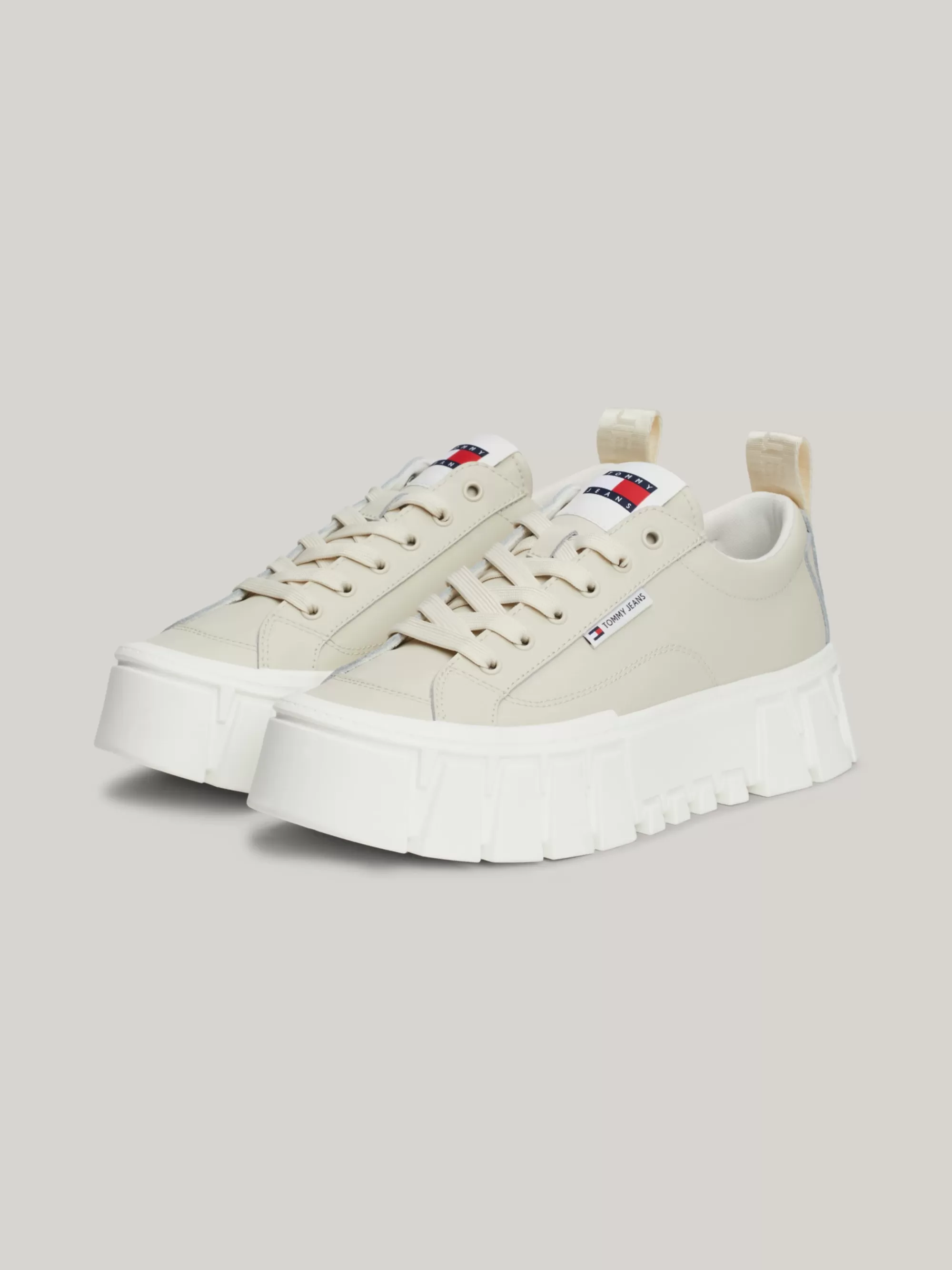 Sneakers*Tommy Hilfiger Leren Platformsneaker NEWSPRINT