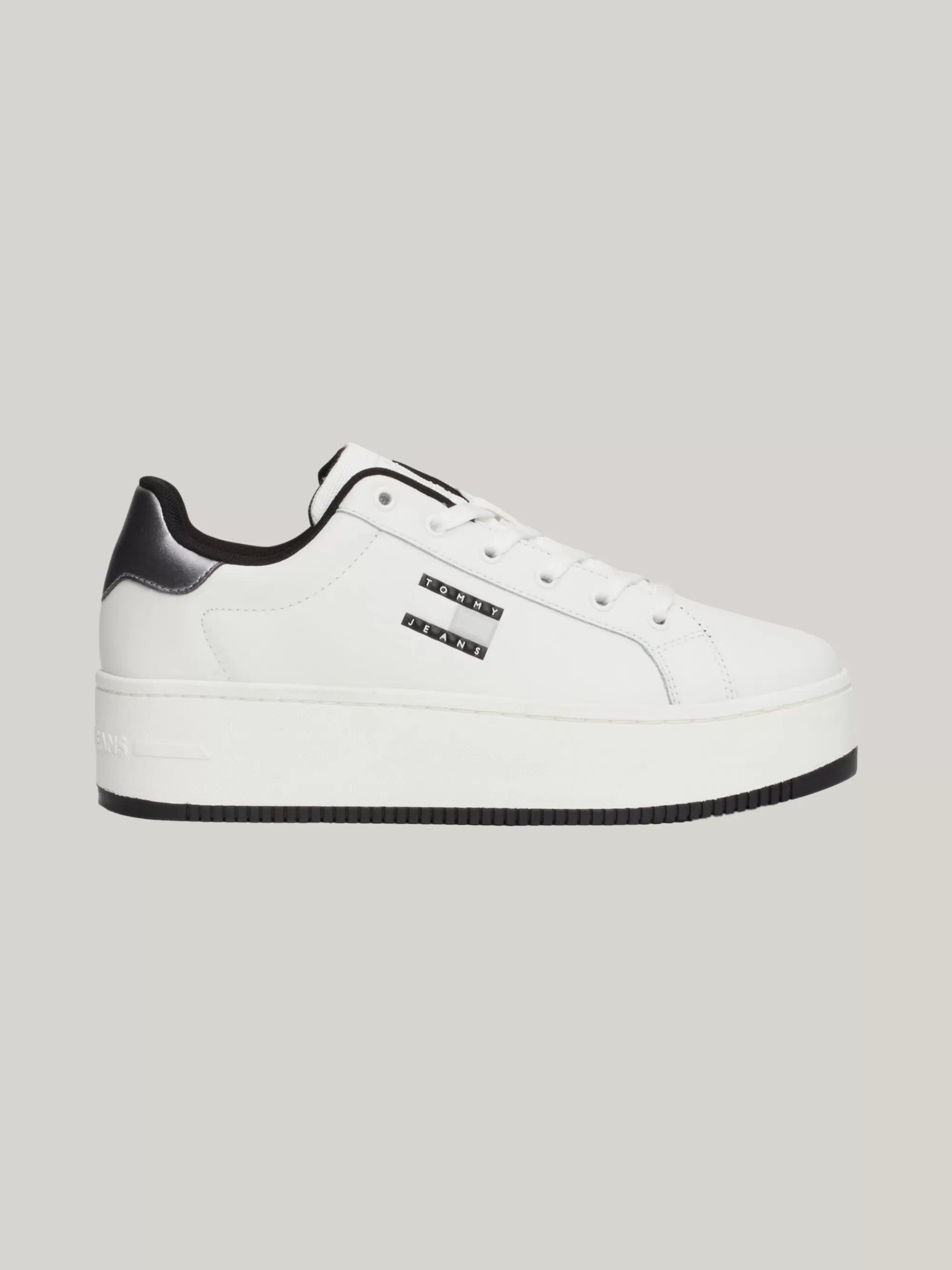 Sneakers*Tommy Hilfiger Leren Platformsneaker Met Metallic Hiel BLACK
