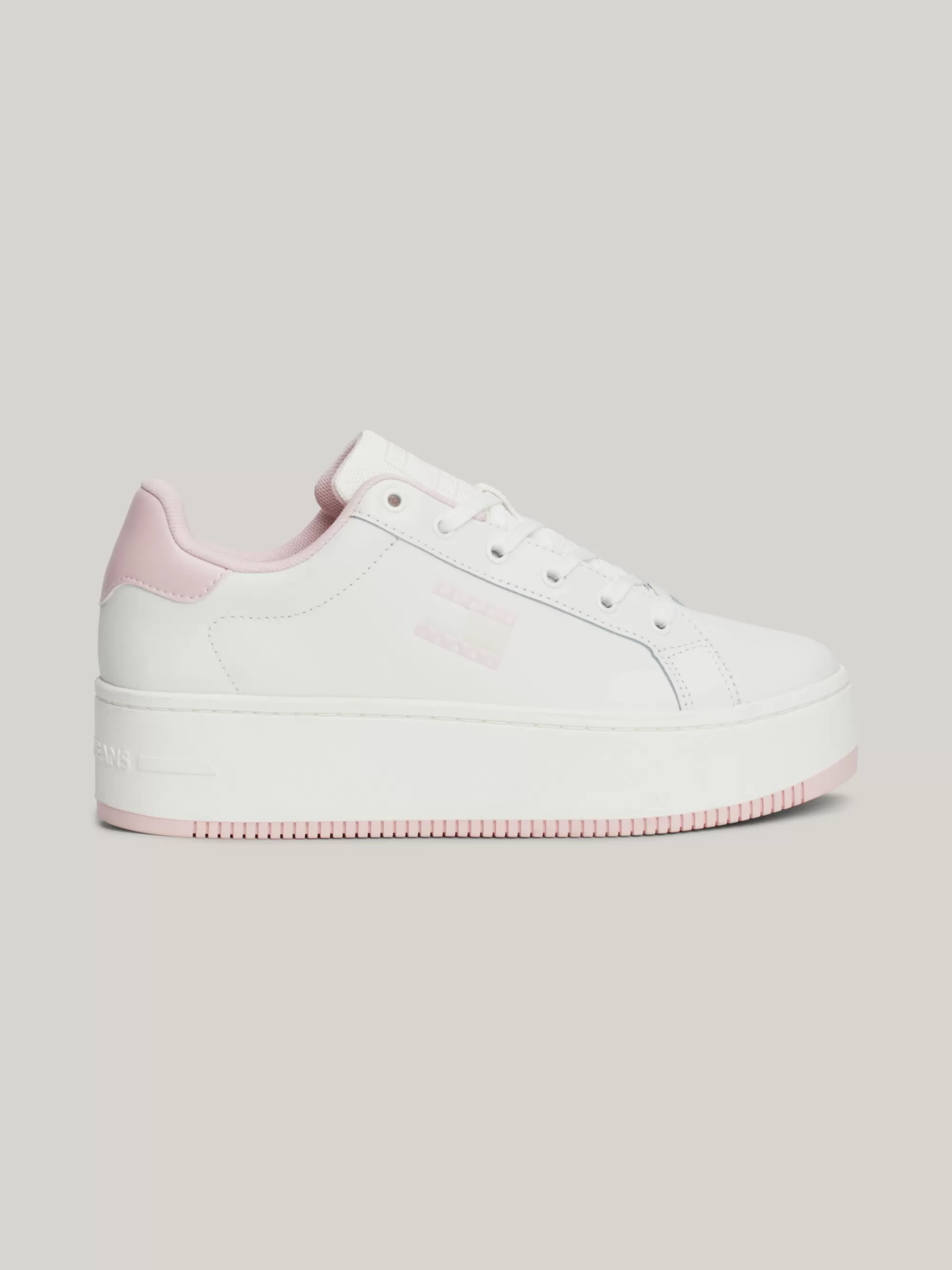 Sneakers*Tommy Hilfiger Leren Platformsneaker Met Metallic Hiel MISTY PINK