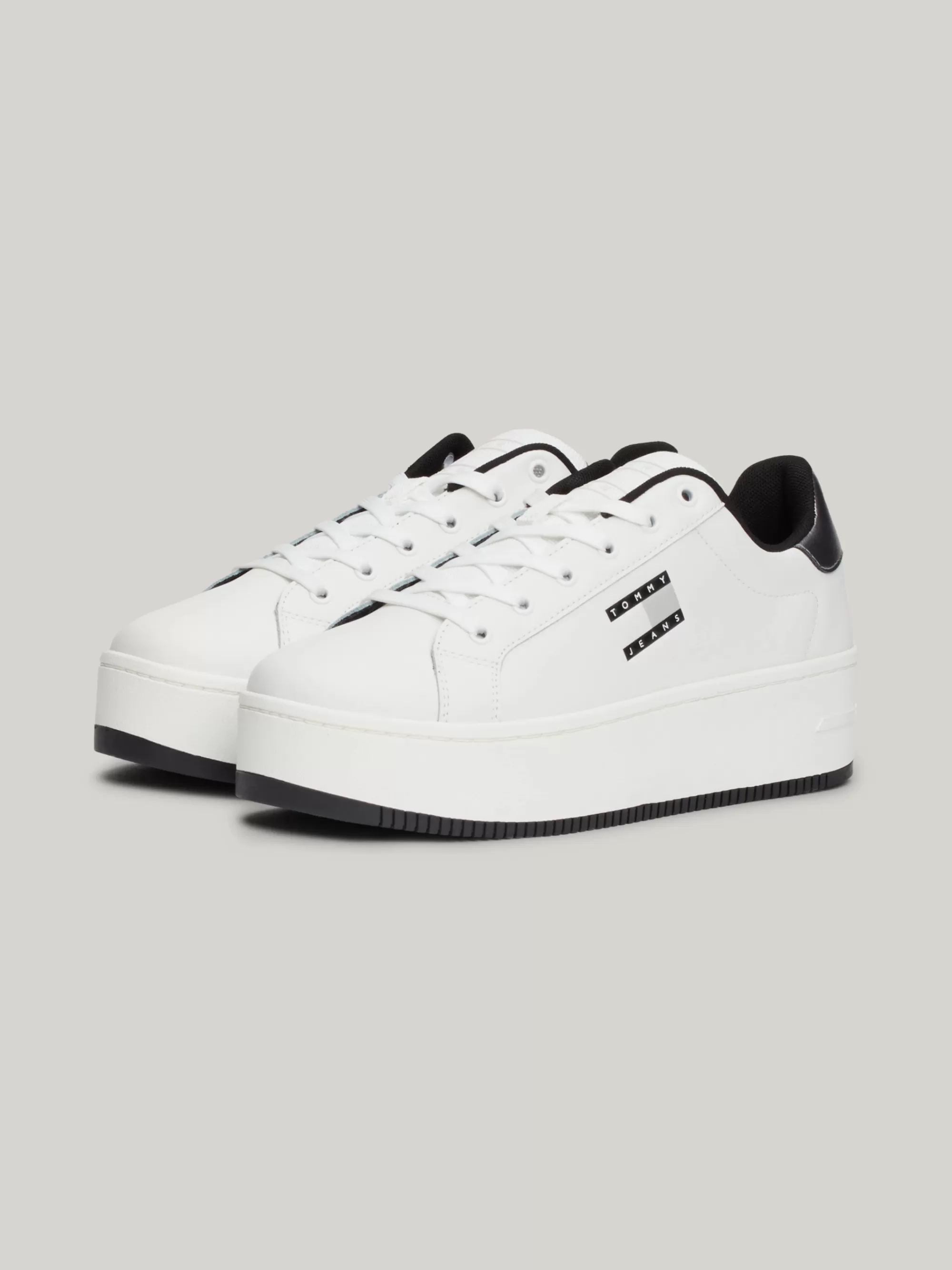 Sneakers*Tommy Hilfiger Leren Platformsneaker Met Metallic Hiel BLACK