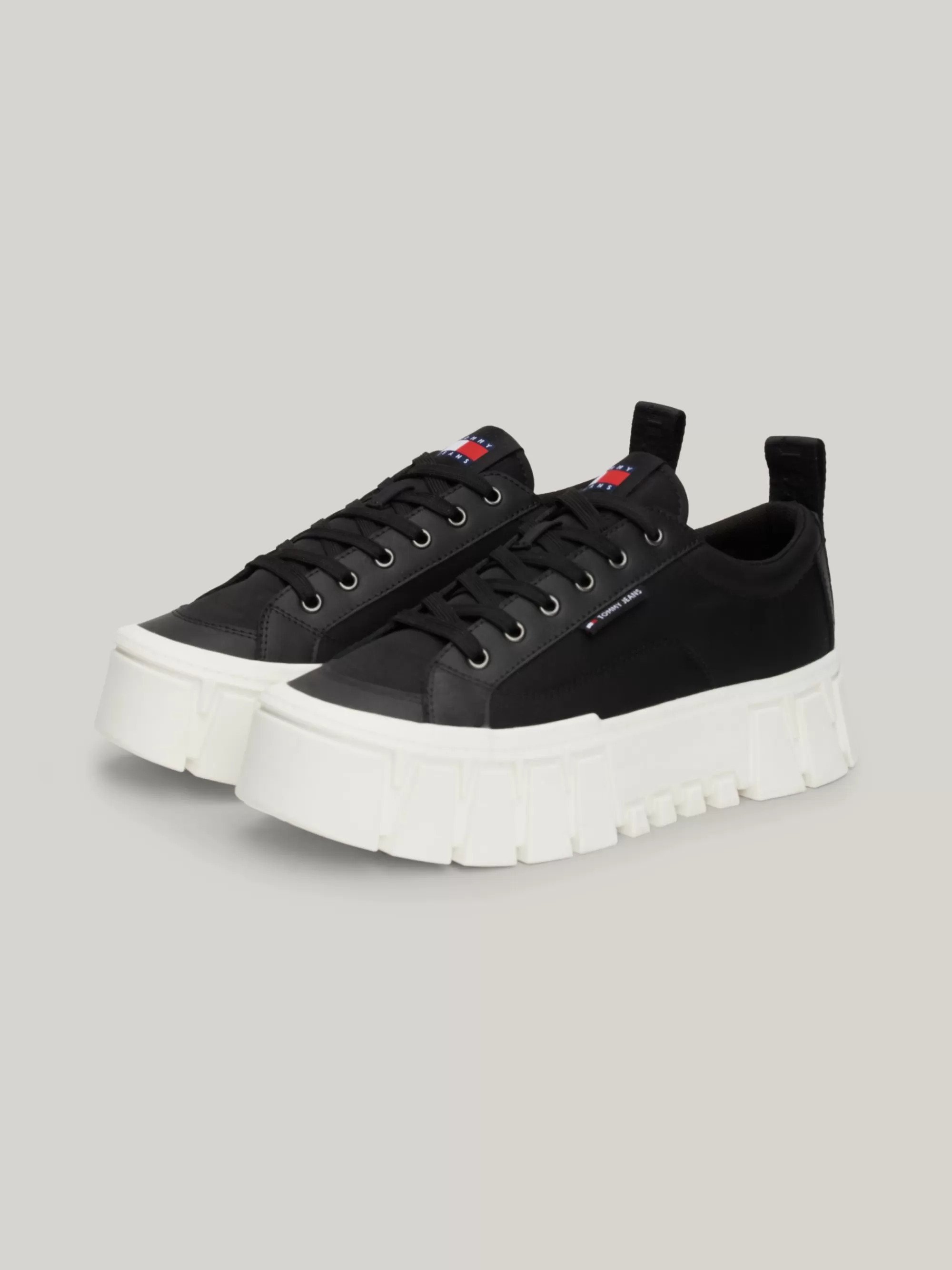 Sneakers*Tommy Hilfiger Leren Platformsneaker Met Profiel BLACK