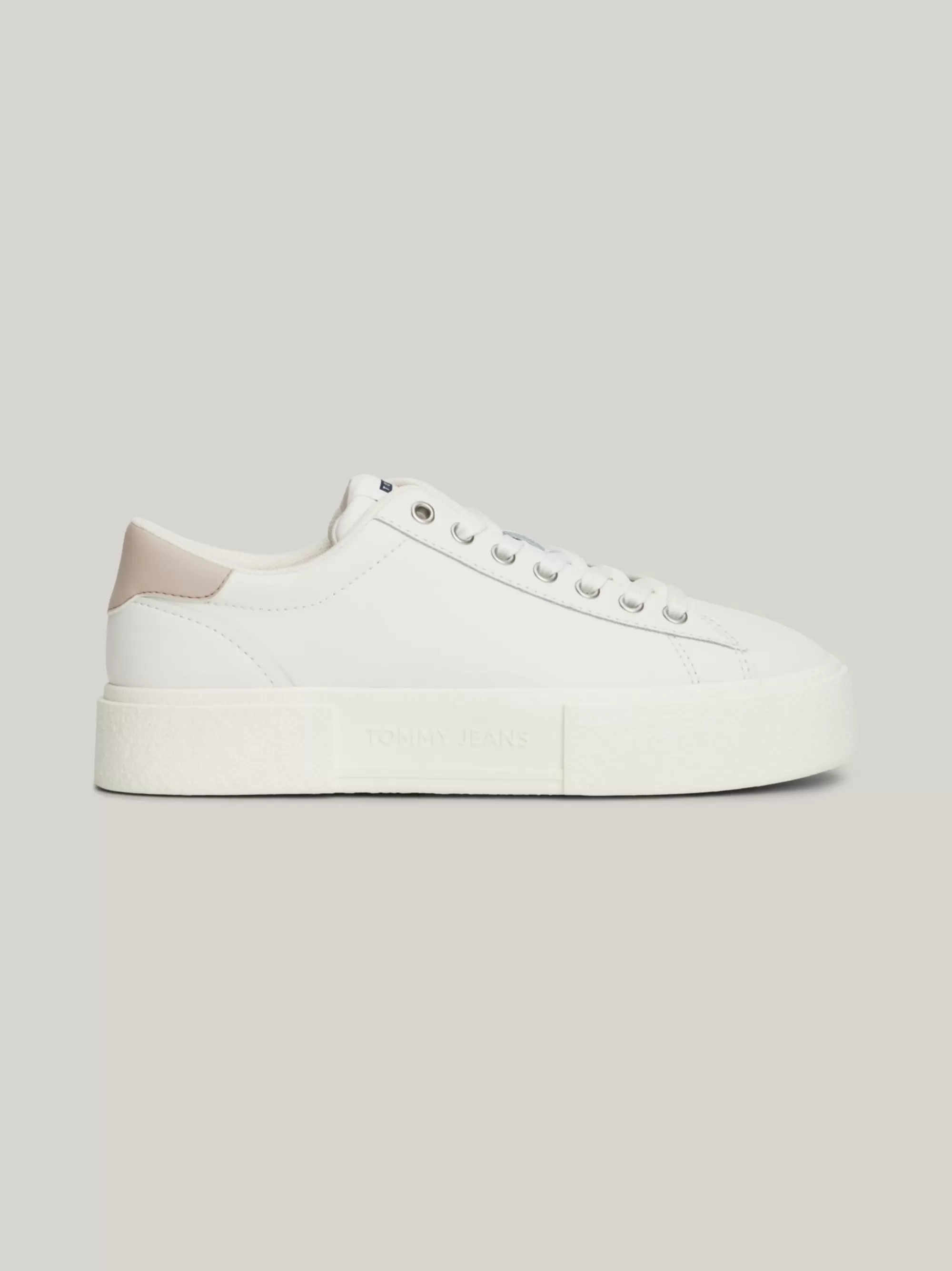 Sneakers*Tommy Hilfiger Leren Platformsneaker Met Rubbertape ECRU / DRIFTY DUNES