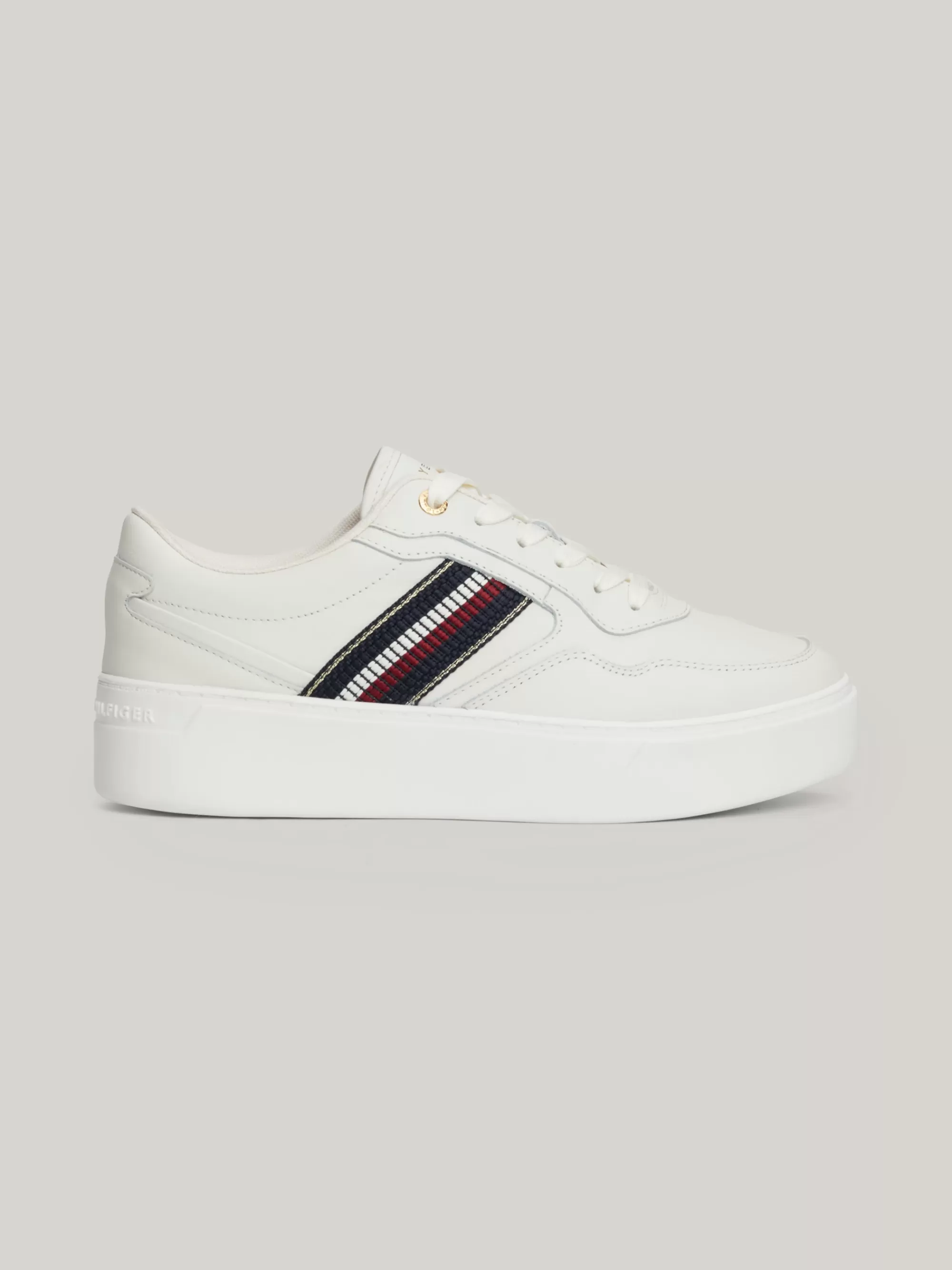 Sneakers*Tommy Hilfiger Leren Platformsneaker Met Signature-tape ECRU