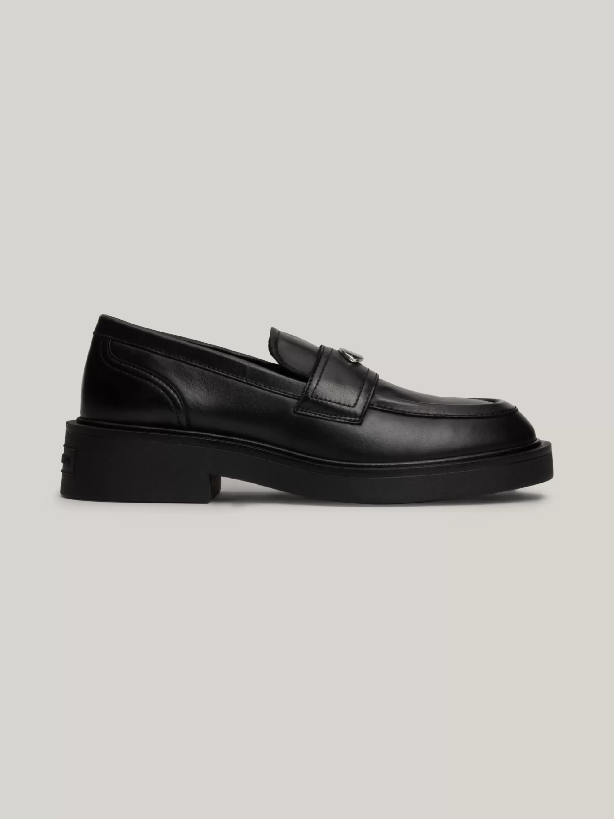 Mocassins & Instappers | Platte Schoenen*Tommy Hilfiger Leren Platte Loafer Met Chunky Zool BLACK