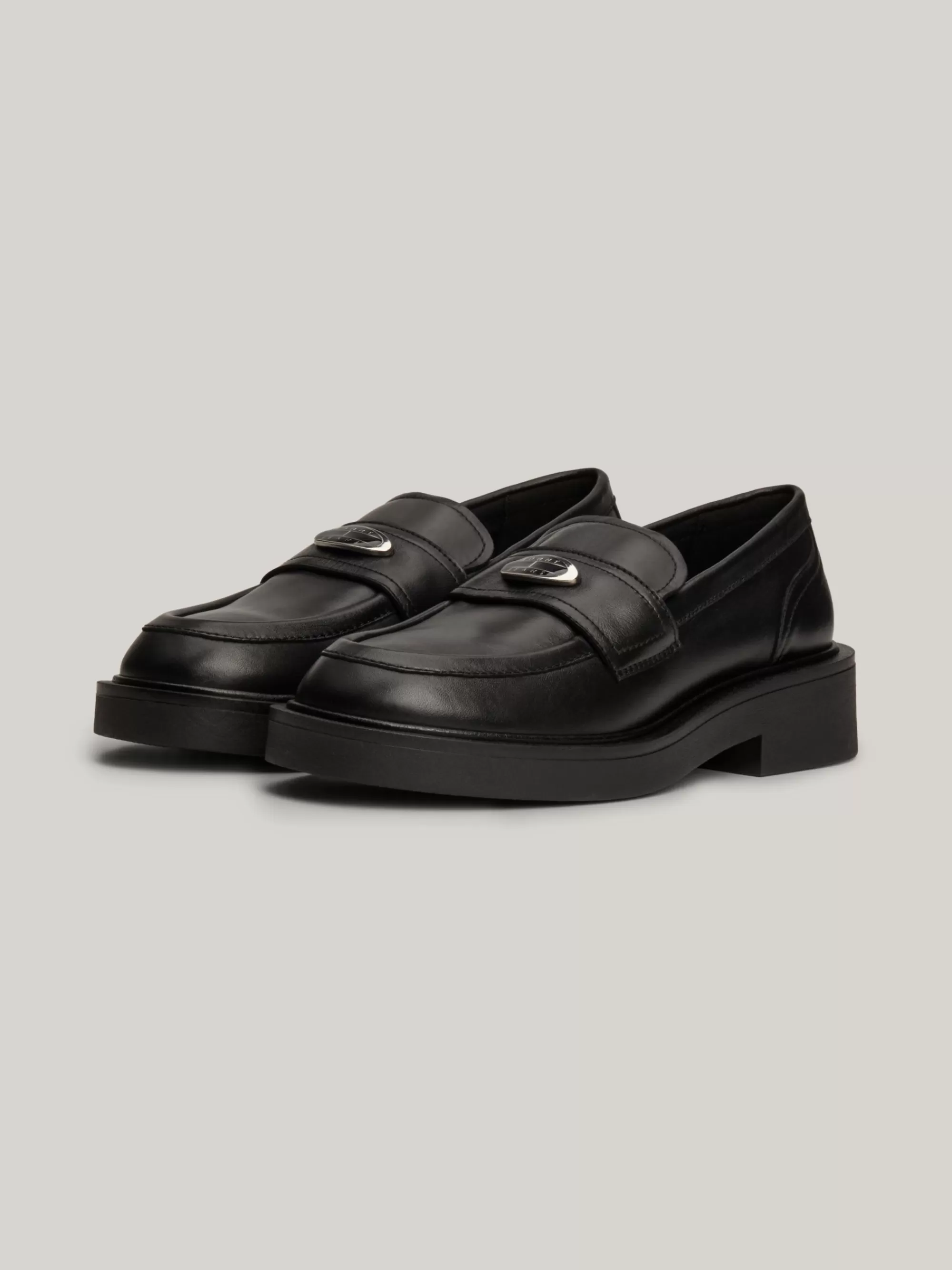 Mocassins & Instappers | Platte Schoenen*Tommy Hilfiger Leren Platte Loafer Met Chunky Zool BLACK