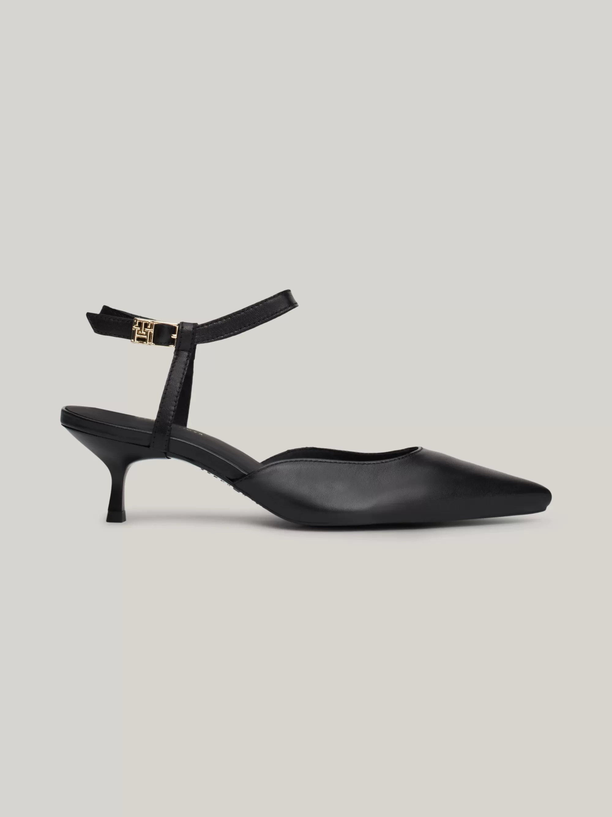 Pumps*Tommy Hilfiger Leren Pump Met Kitten Heel En TH-monogram BLACK