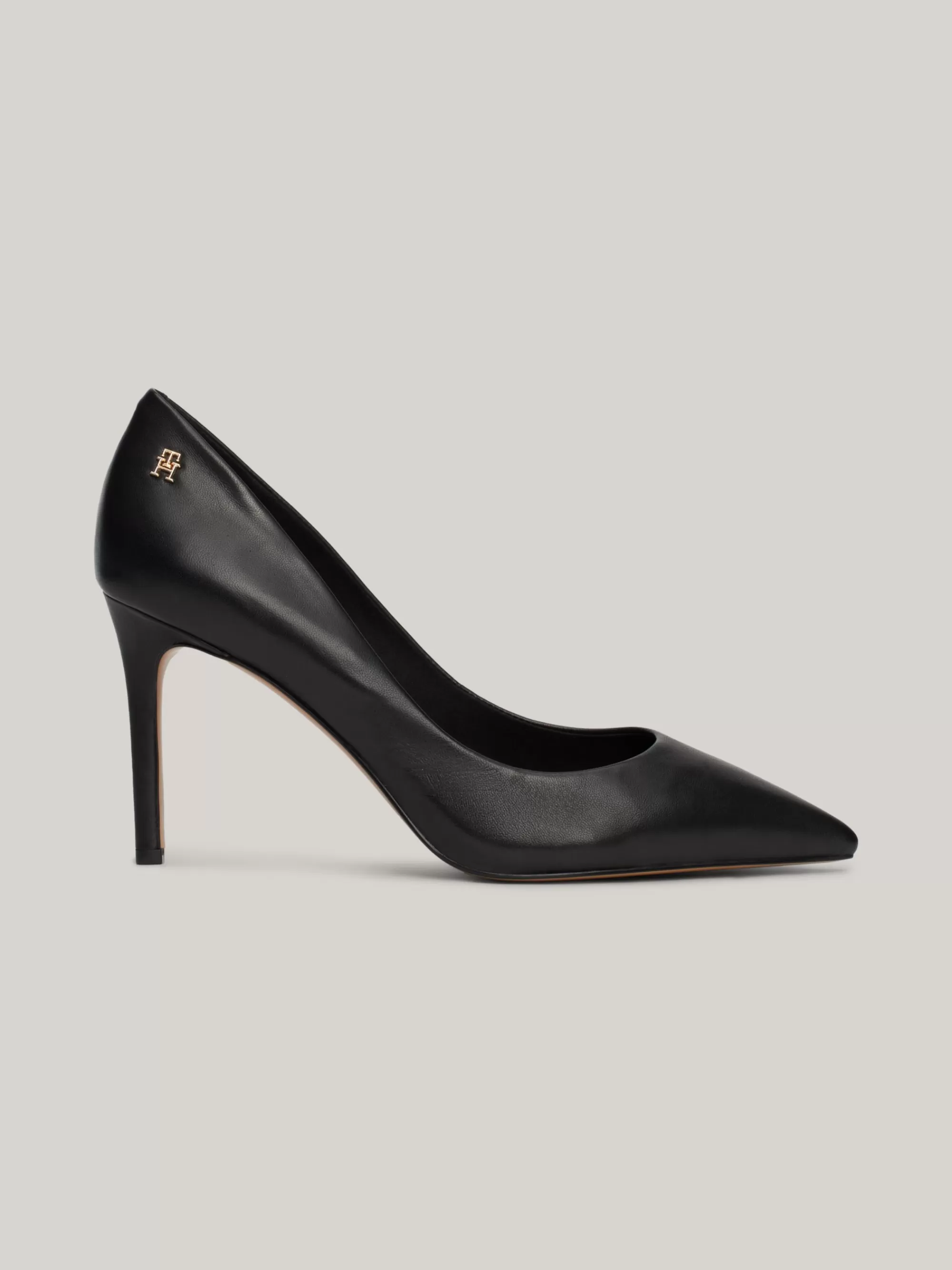 Pumps*Tommy Hilfiger Leren Pump Met Naaldhak En Spitse Neus BLACK