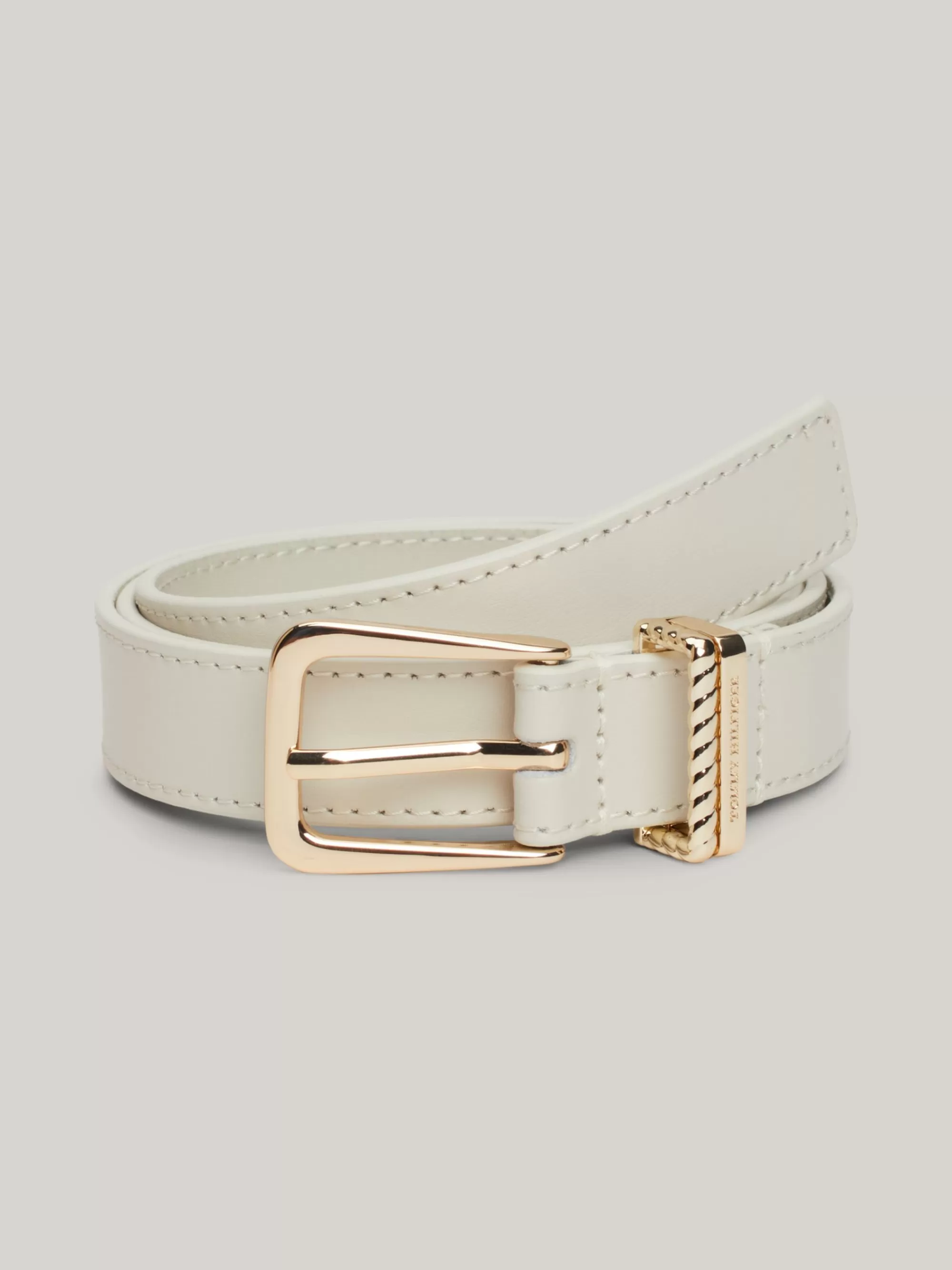 Riemen*Tommy Hilfiger Leren Riem Met Dubbele Riemlus ANCIENT WHITE