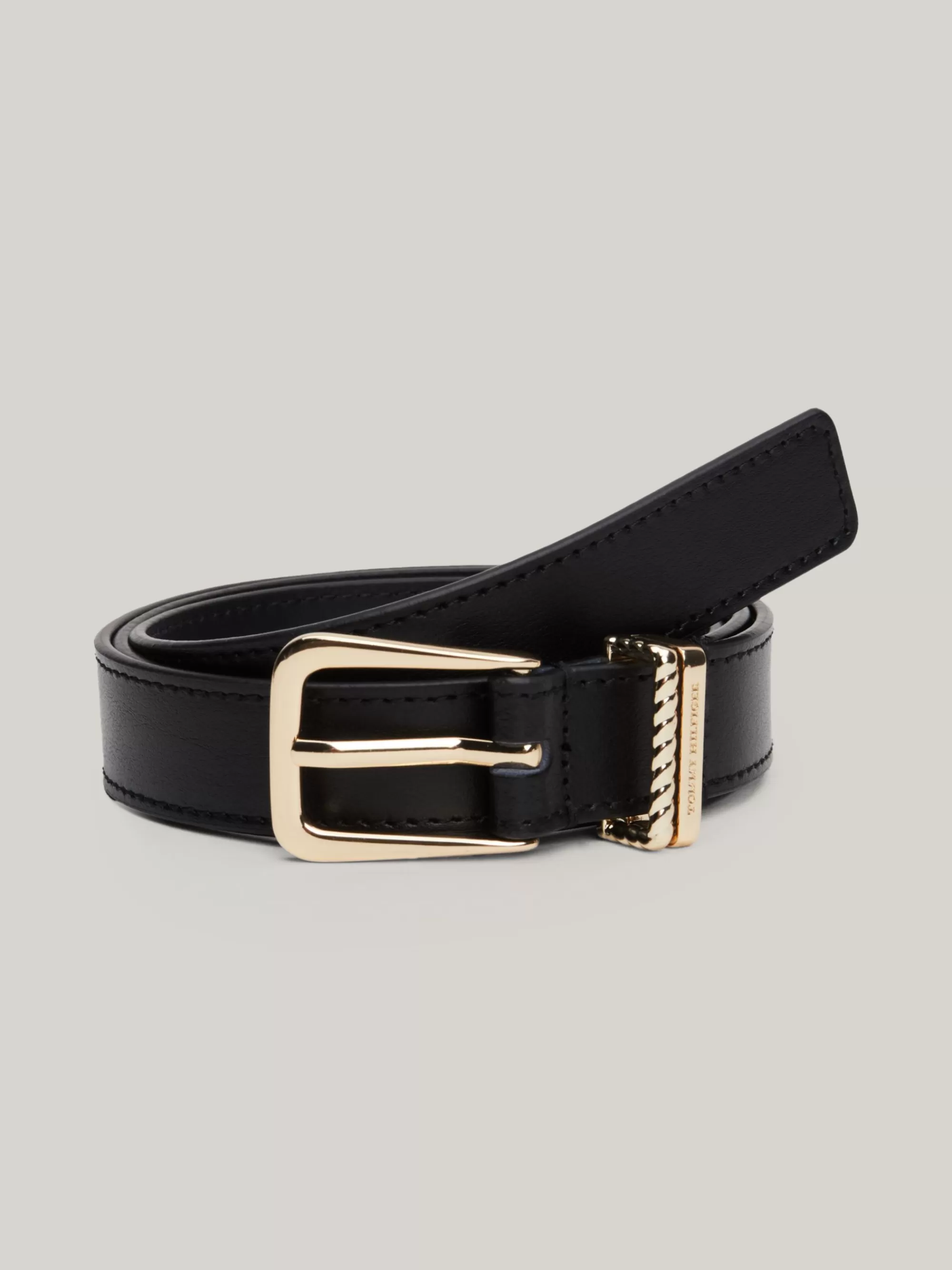 Riemen*Tommy Hilfiger Leren Riem Met Dubbele Riemlus BLACK