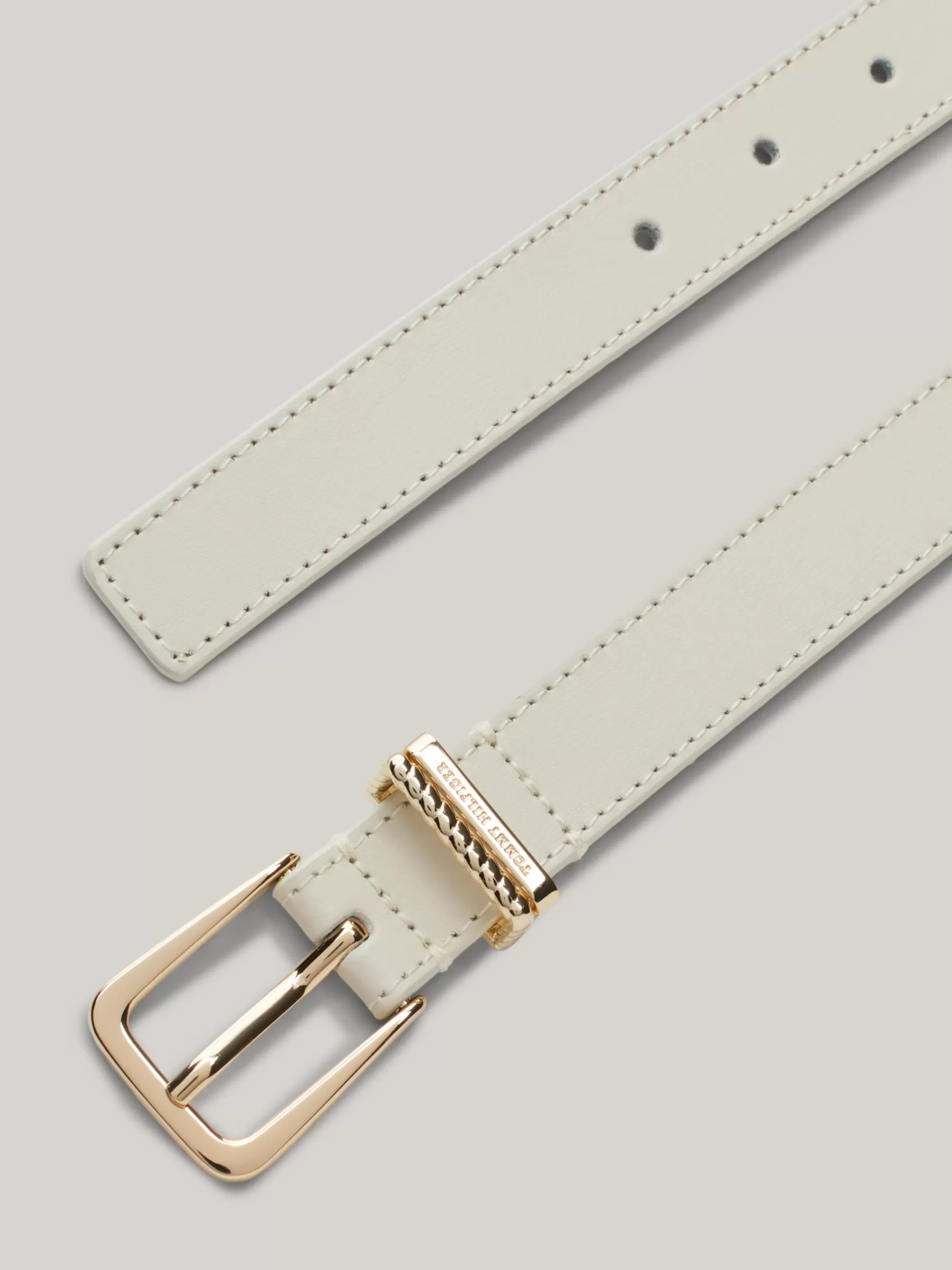 Riemen*Tommy Hilfiger Leren Riem Met Dubbele Riemlus ANCIENT WHITE