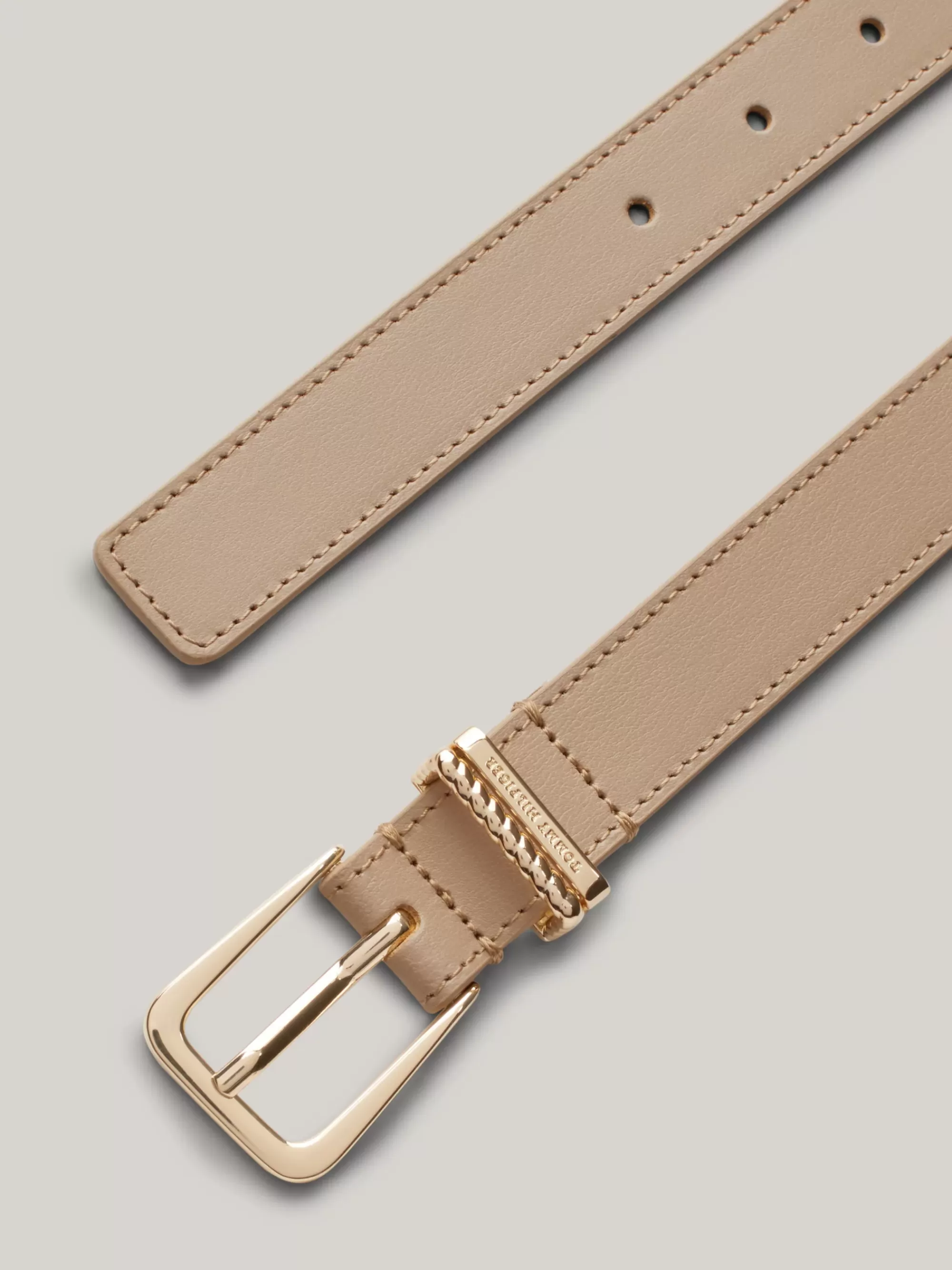 Riemen*Tommy Hilfiger Leren Riem Met Dubbele Riemlus BEIGE