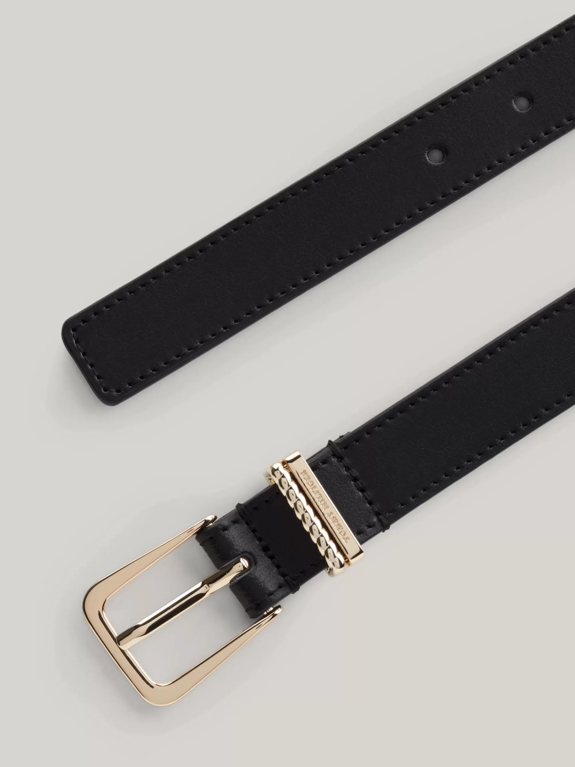 Riemen*Tommy Hilfiger Leren Riem Met Dubbele Riemlus BLACK