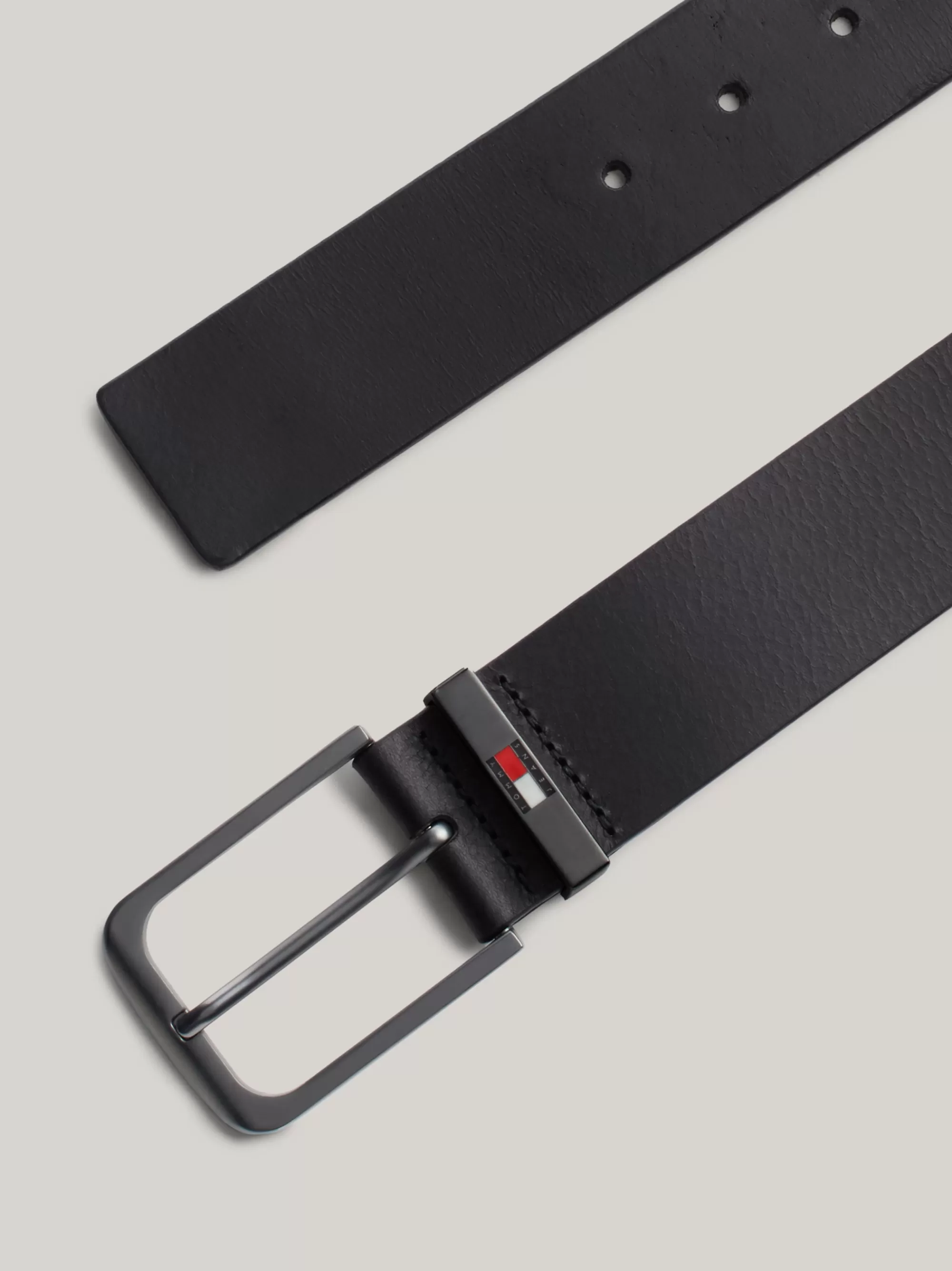 Riemen*Tommy Hilfiger Leren Riem Met Geëmailleerd Logo BLACK