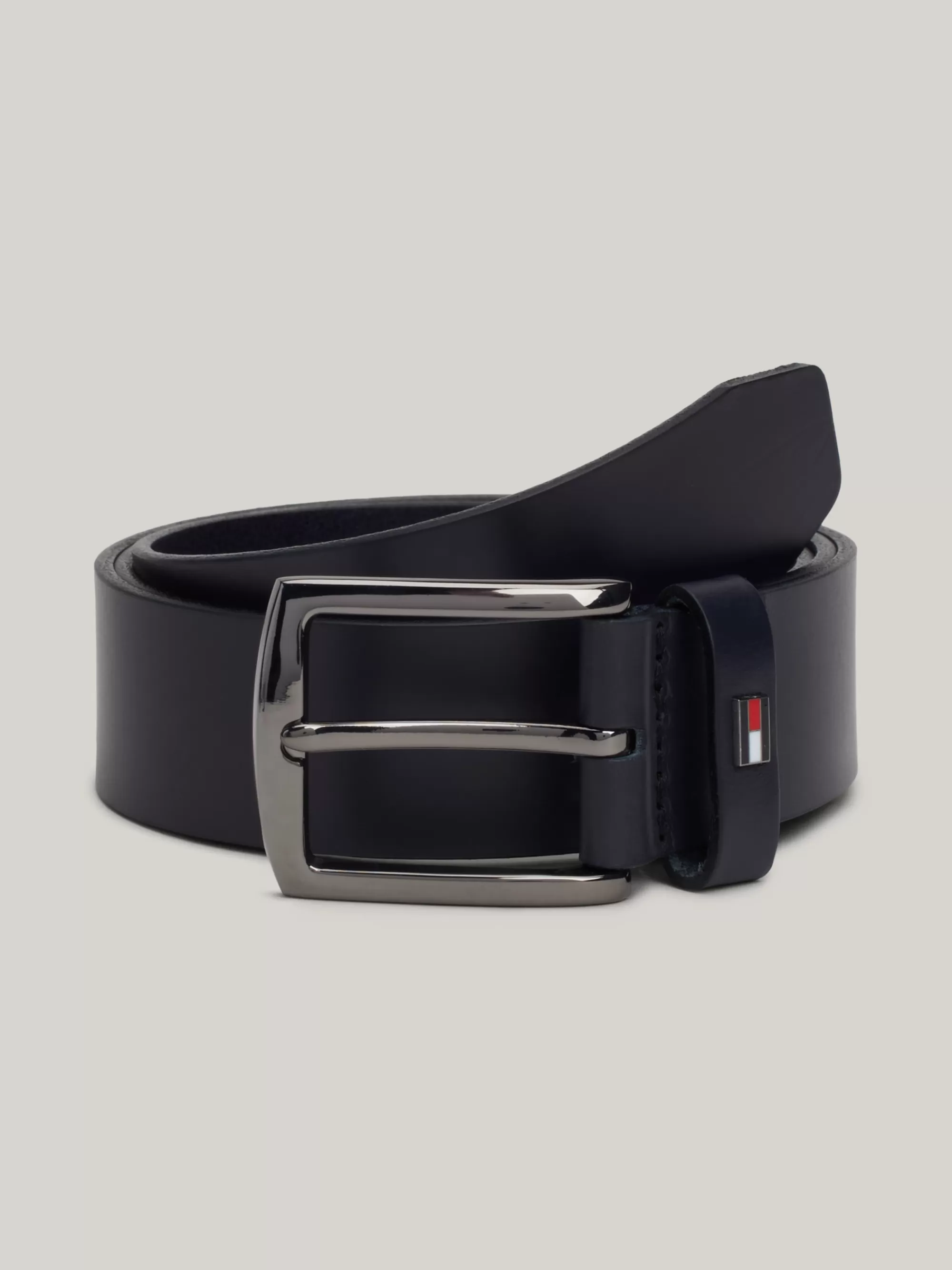 Riemen*Tommy Hilfiger Leren Riem Met Geëmailleerde Vlag SPACE BLUE