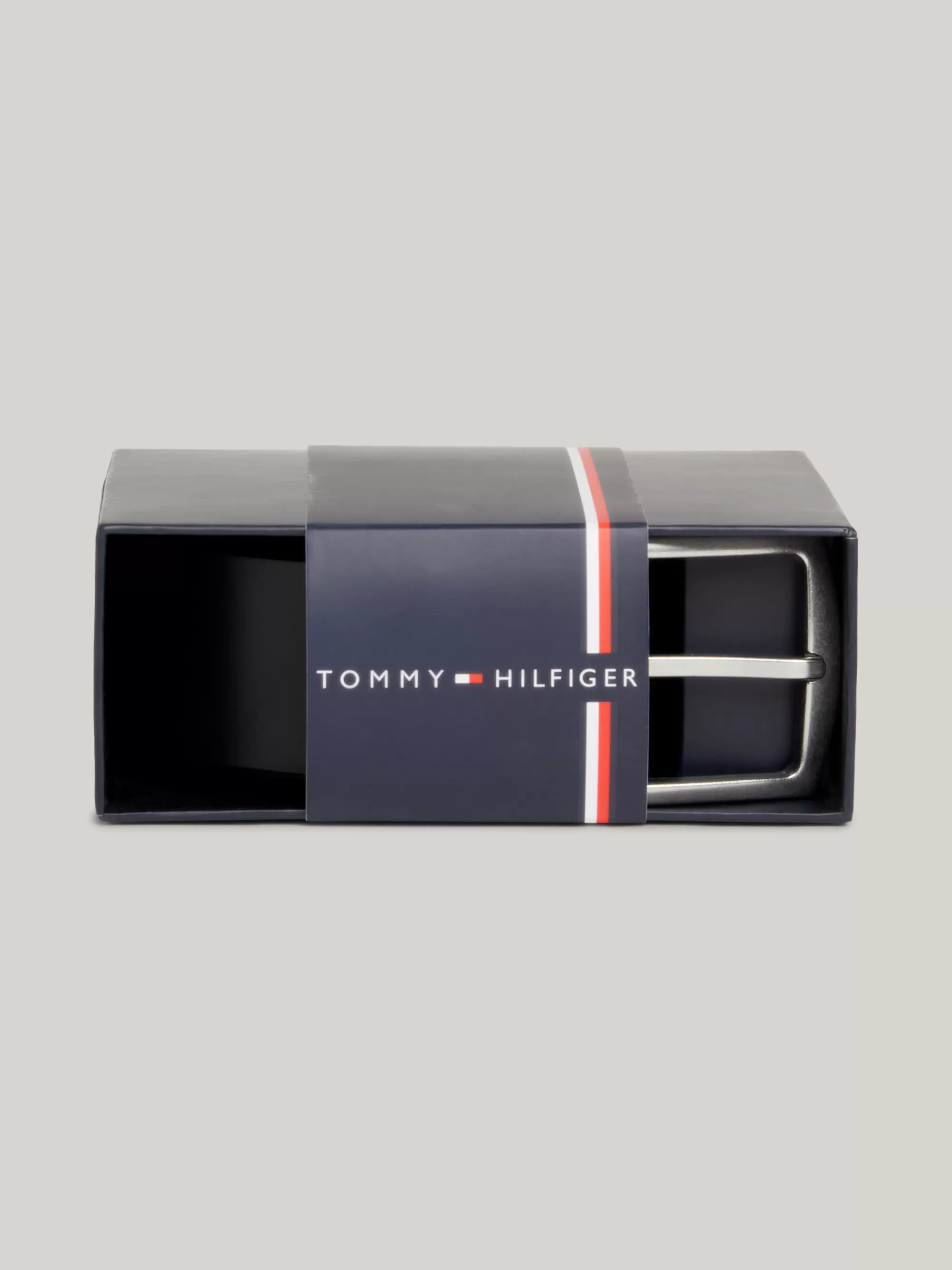 Riemen*Tommy Hilfiger Leren Riem Met Geëmailleerde Vlag BLACK