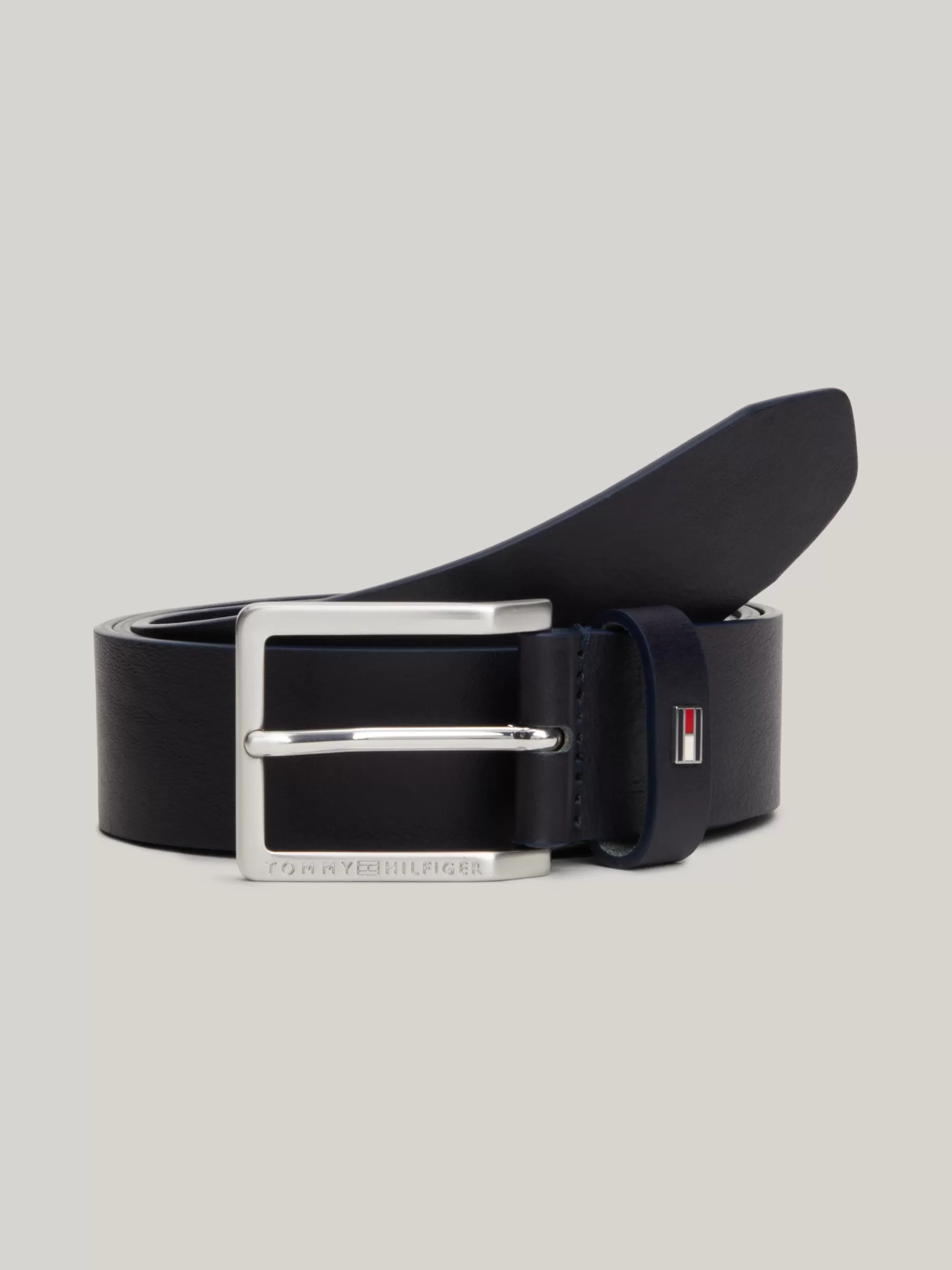 Riemen*Tommy Hilfiger Leren Riem Met Geëmailleerde Vlag SPACE BLUE