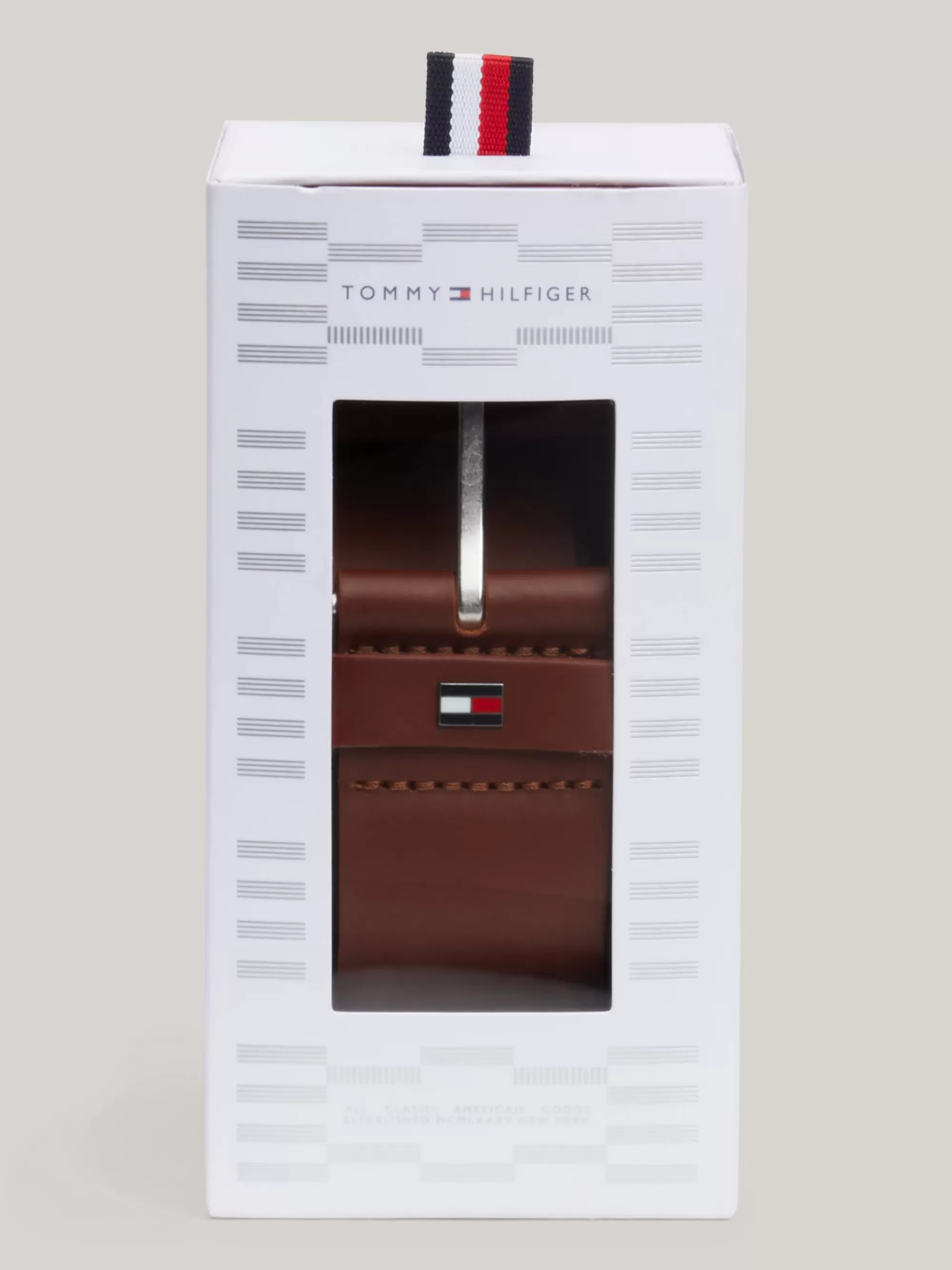 Riemen*Tommy Hilfiger Leren Riem Met Geëmailleerde Vlag COGNAC