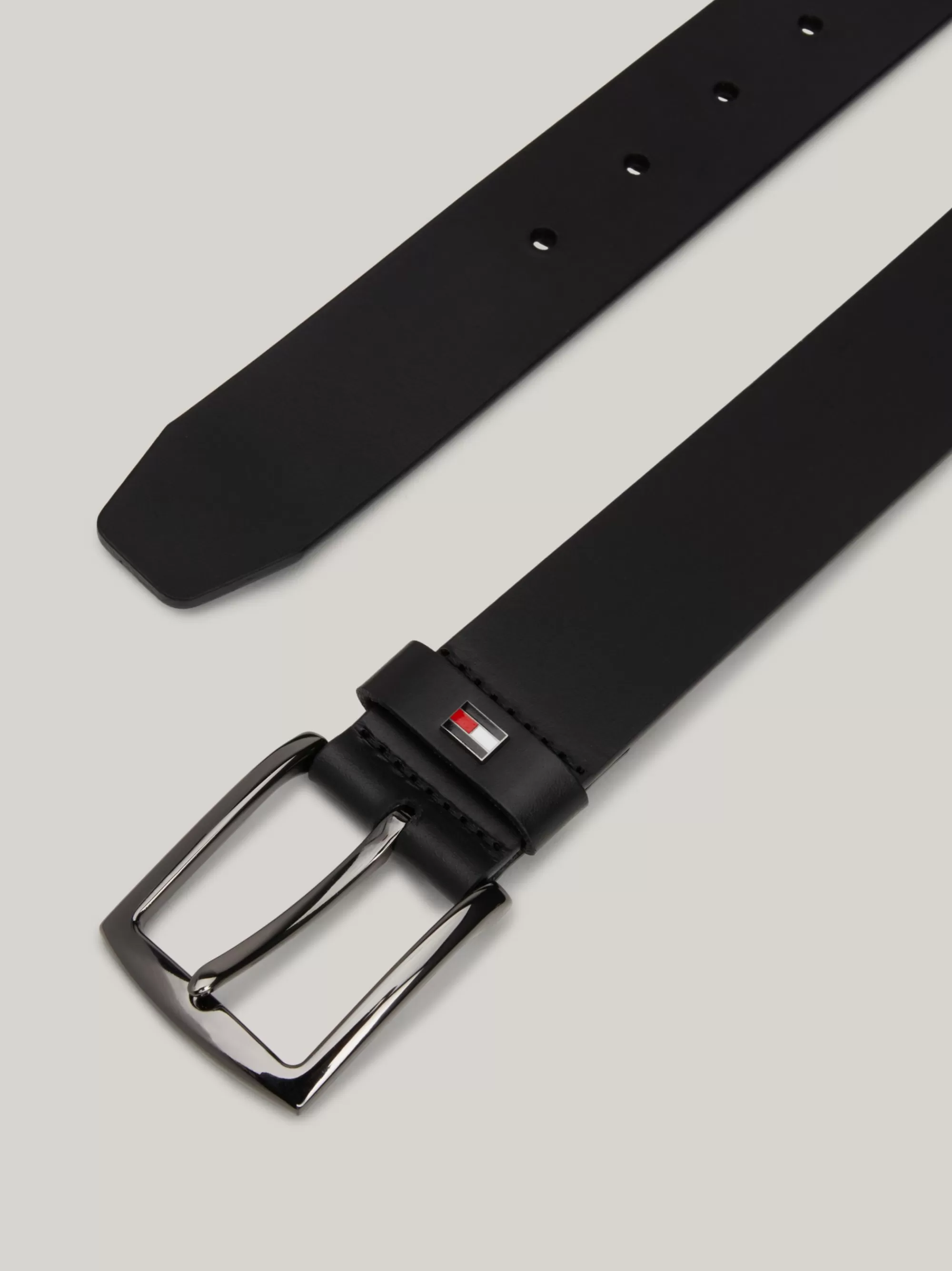 Riemen*Tommy Hilfiger Leren Riem Met Geëmailleerde Vlag BLACK