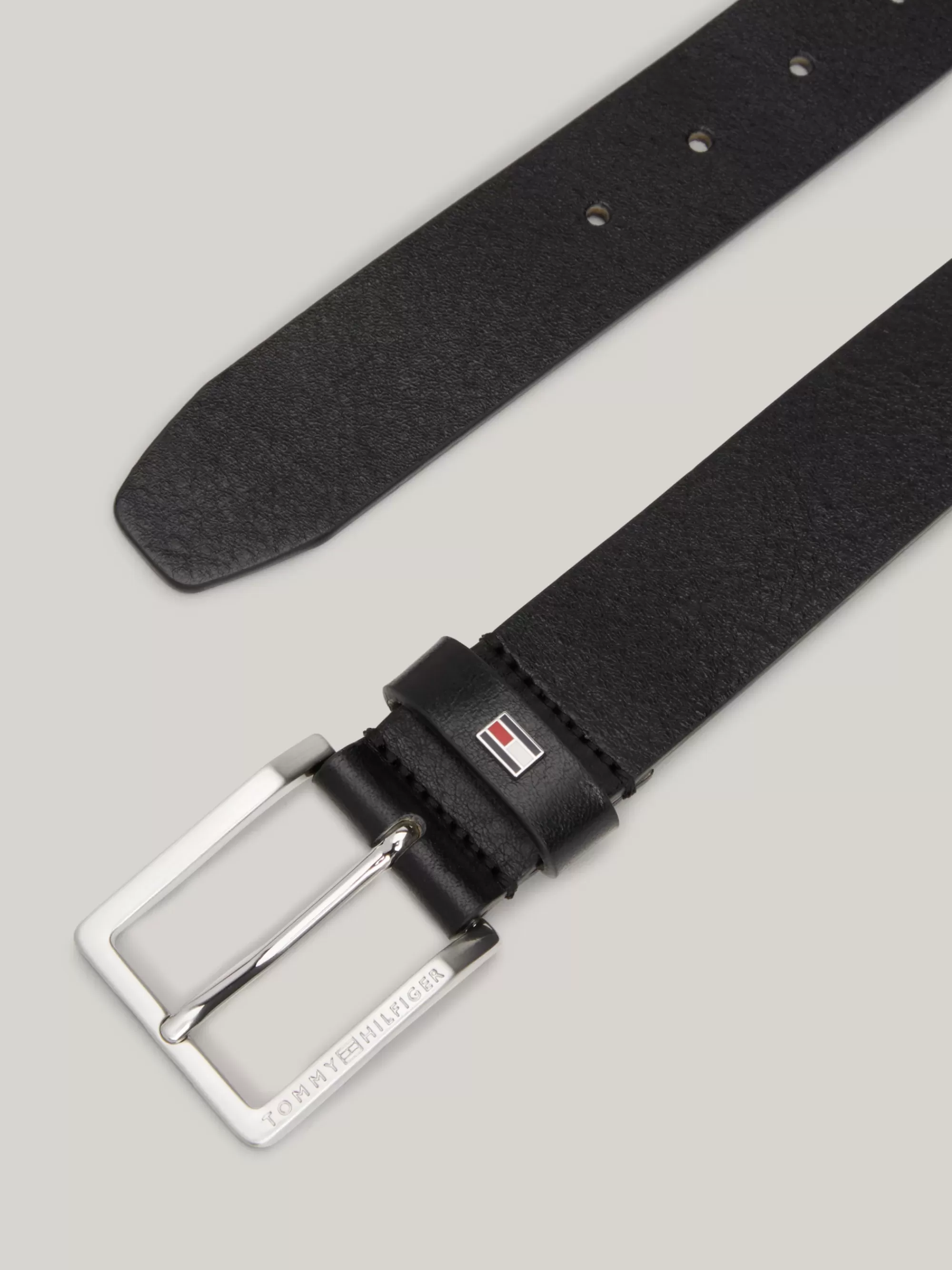 Riemen*Tommy Hilfiger Leren Riem Met Geëmailleerde Vlag BLACK