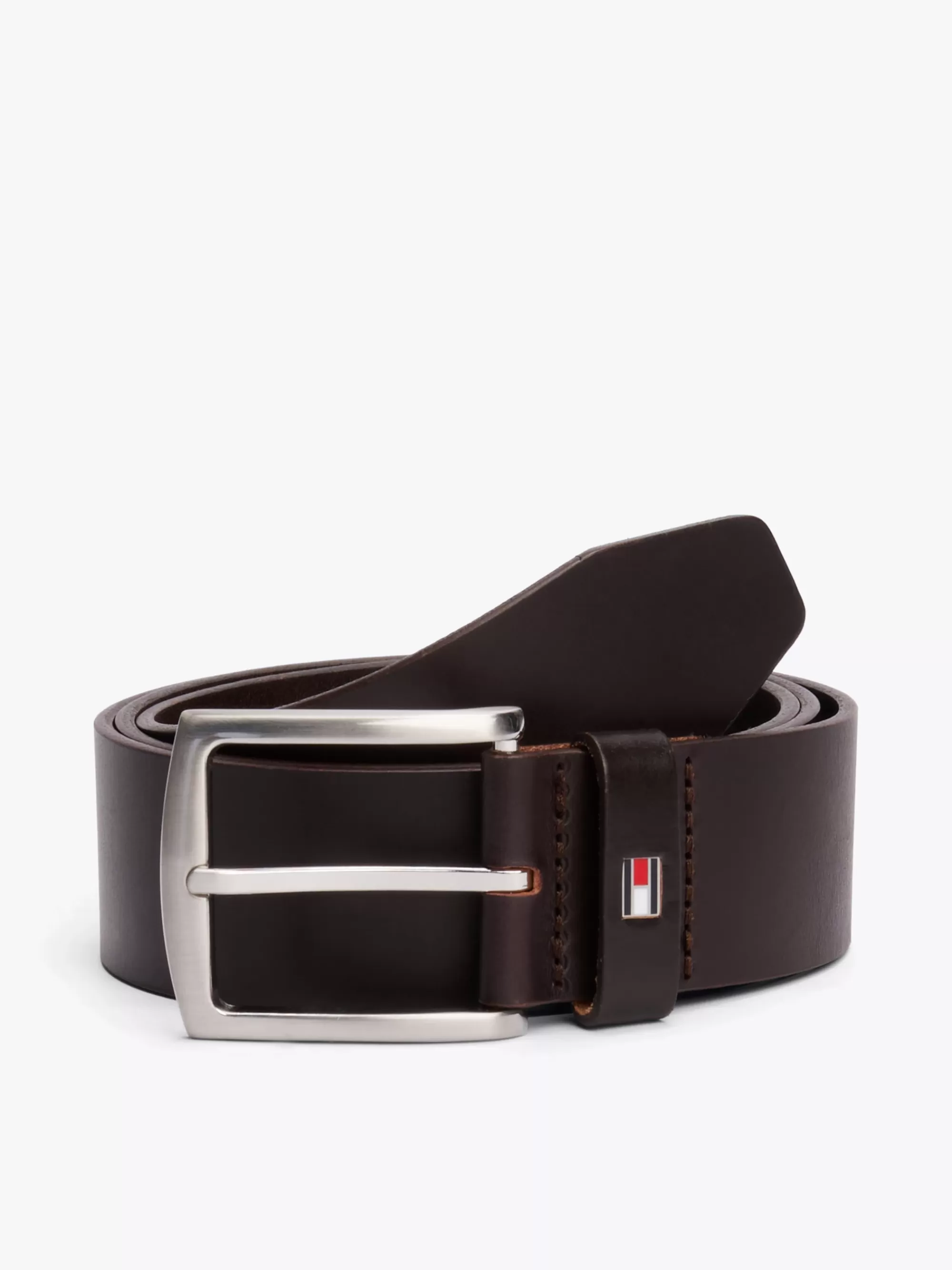Riemen*Tommy Hilfiger Leren Riem Met Logo DARK BROWN