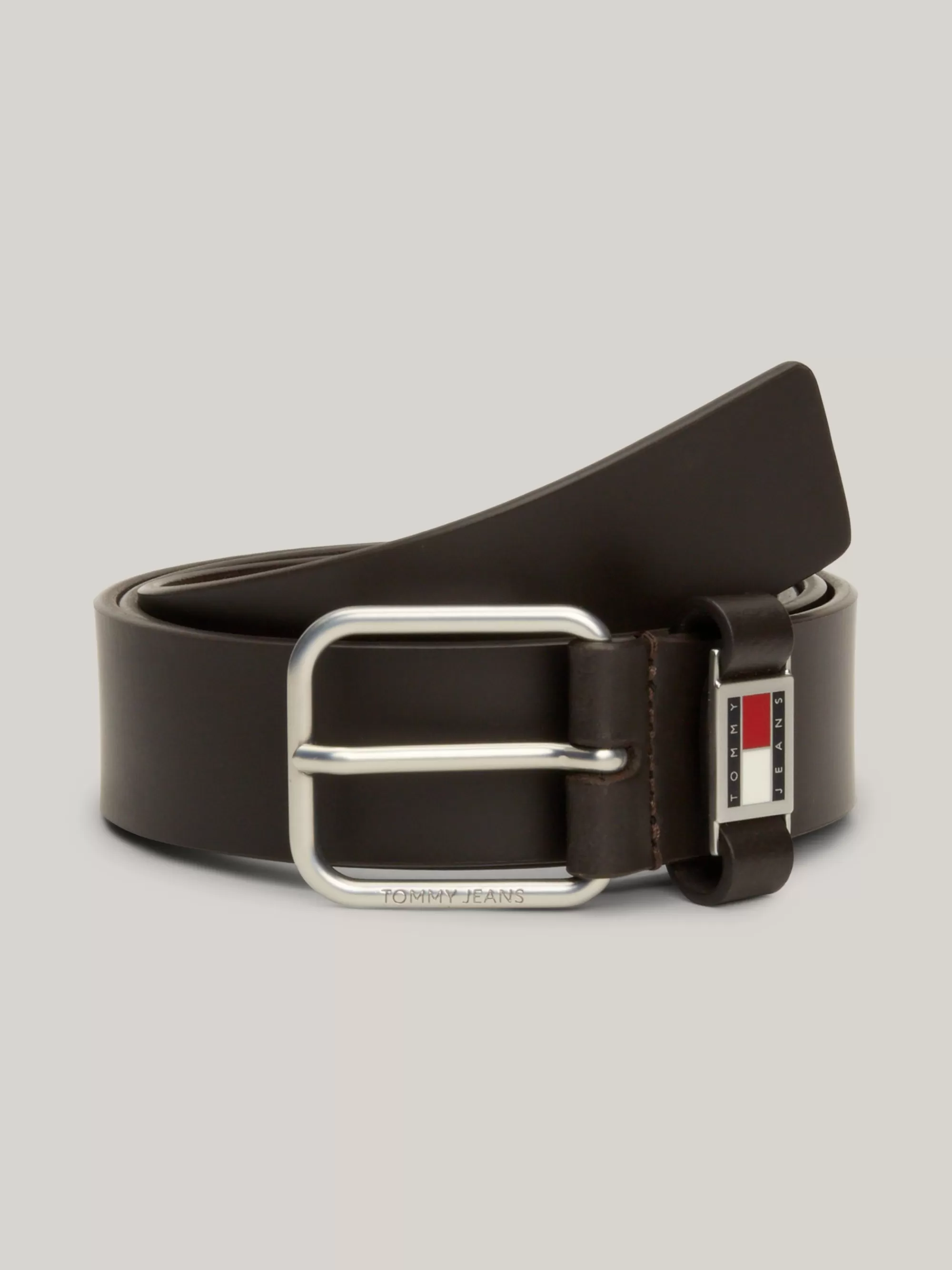 Riemen*Tommy Hilfiger Leren Riem Met Logo DARK BROWN