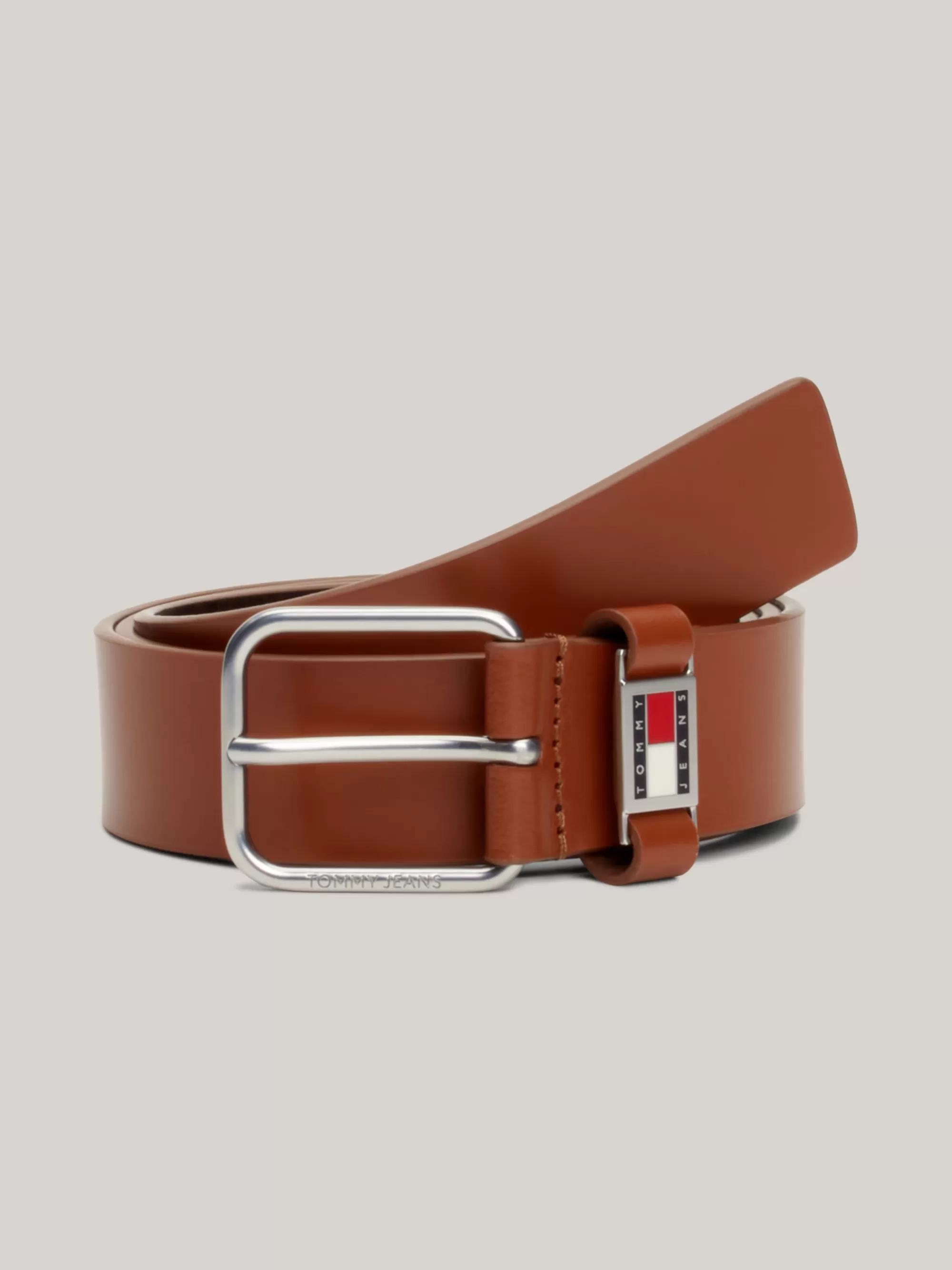 Riemen*Tommy Hilfiger Leren Riem Met Logo COGNAC