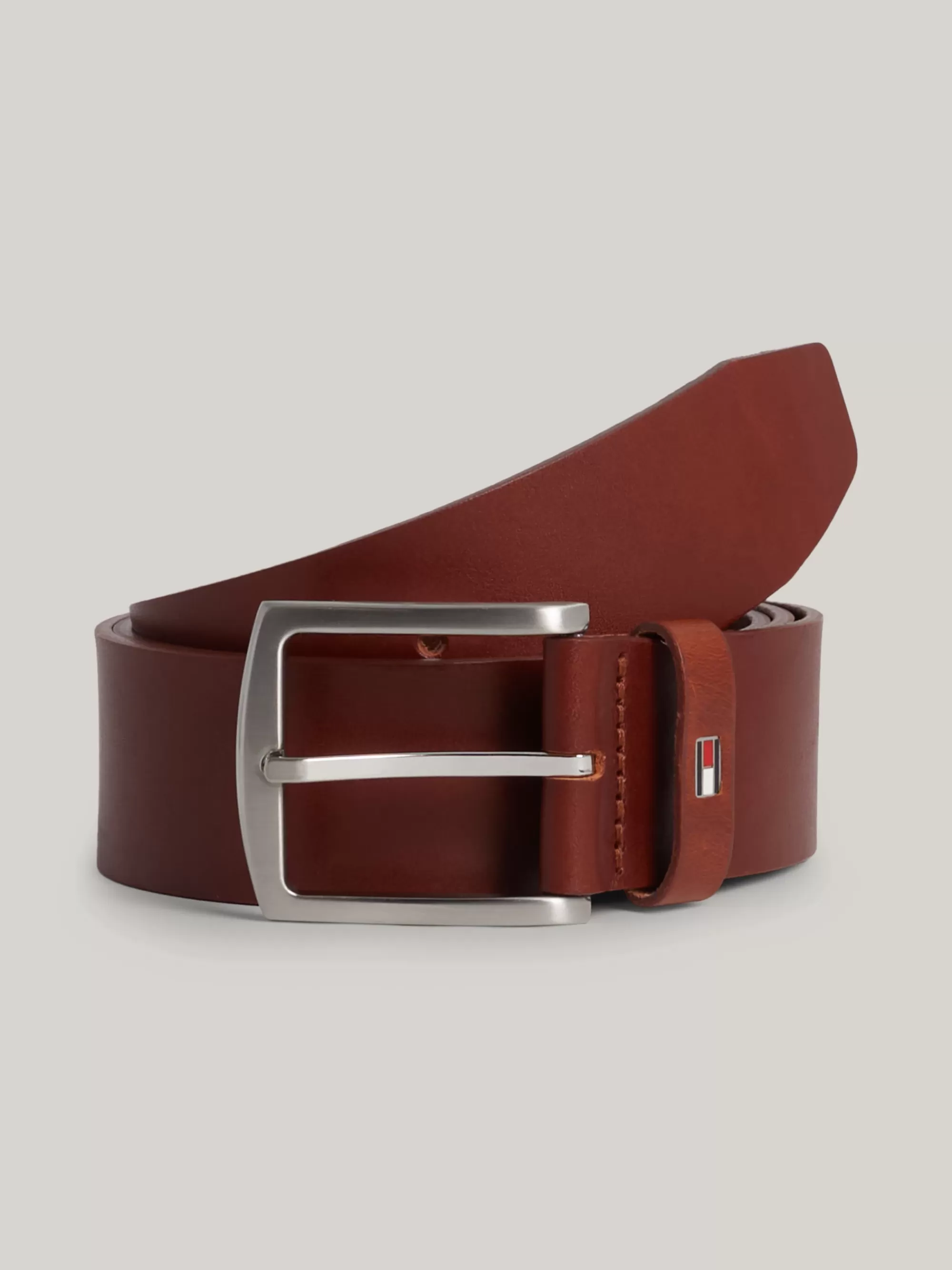 Riemen*Tommy Hilfiger Leren Riem Met Logo DARK TAN